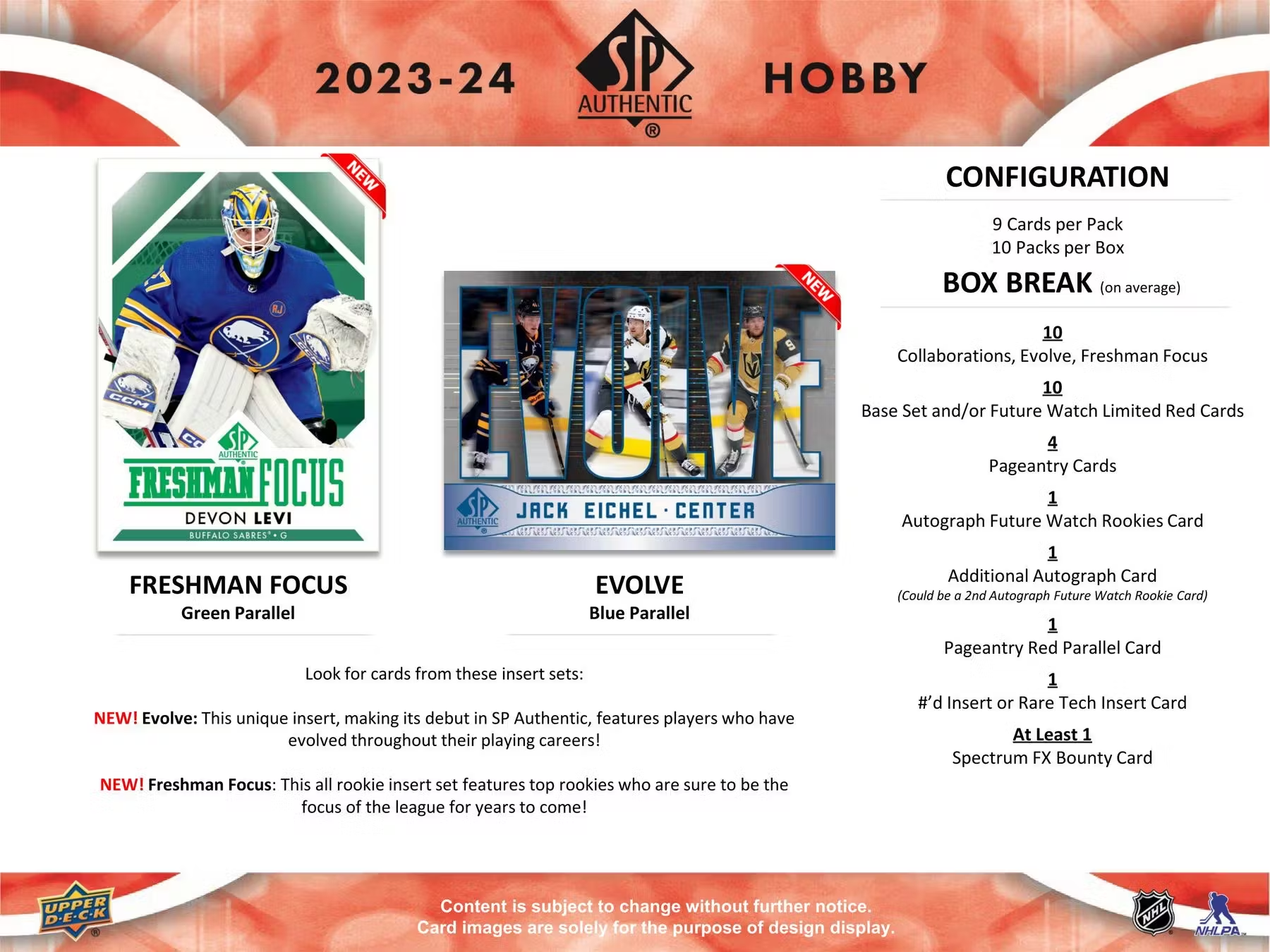2023-24 Upper Deck SP Authentic Hockey Hobby Box - 8 Box Case | NHL Trading Cards Collection for Collectors & Investors | Perfect for Gifts, Displays & Card Shows