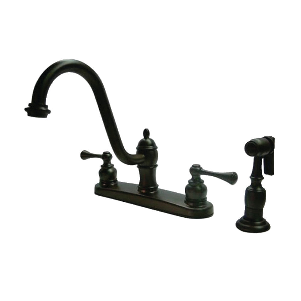 Kingston Brass KB3115BLBS 8 Inch Centerset Kitchen Faucet - Modern Single Handle Pull-Down Sprayer for Sink, Brushed Bronze Finish - Perfect for Home Kitchen, Restaurant, and RV Use
