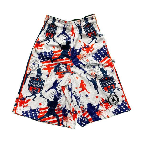 Boys' Flow Laxx USA Shorts - Comfortable Athletic Shorts for Active Kids - Perfect for Running, Soccer & Outdoor Play