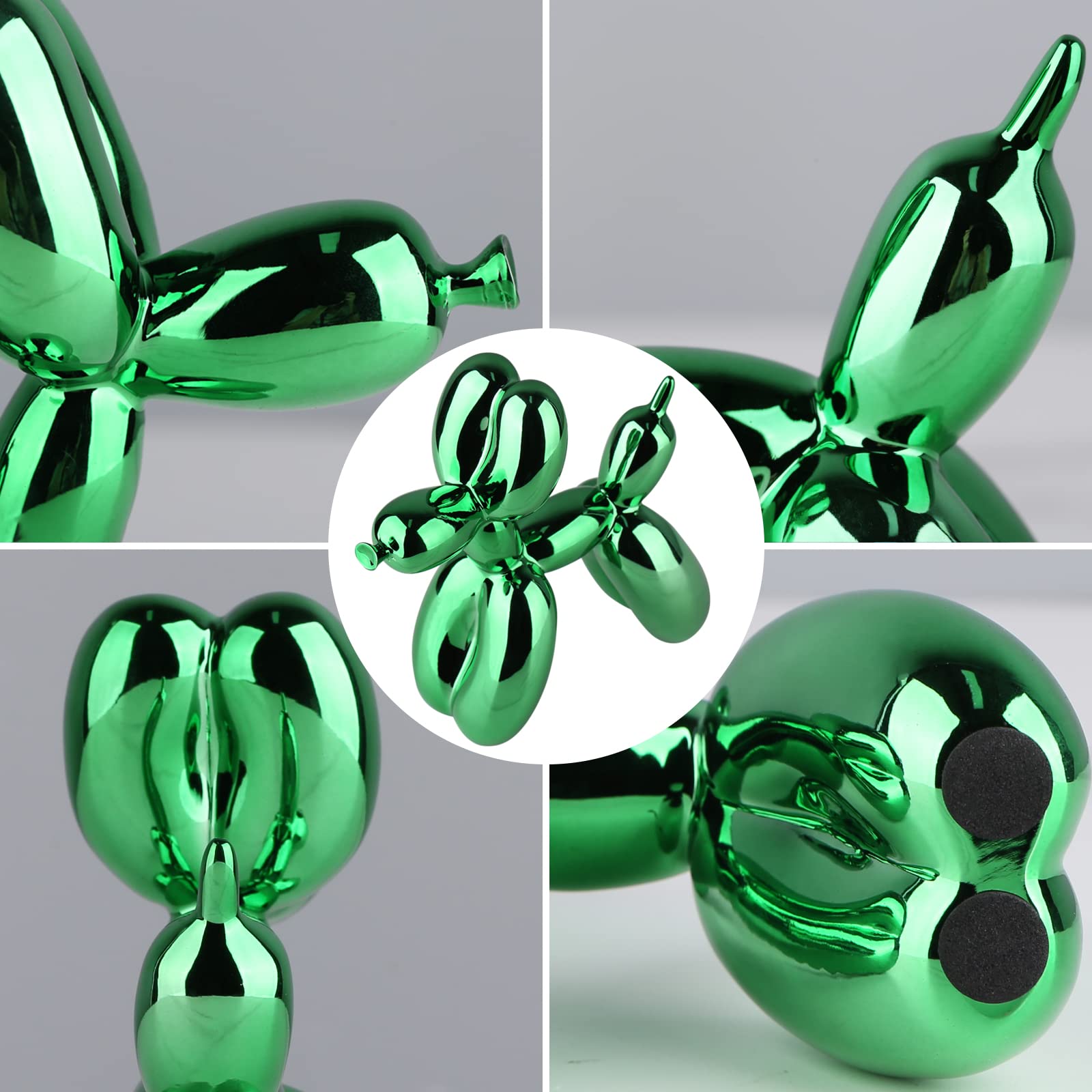 Green Balloon Dog Sculpture - Modern Preppy Room Decor, Cute Animal Statue for Shelf, Desk & Office - Gold Home Decor Accent for Bedroom, Living Room & Workspace