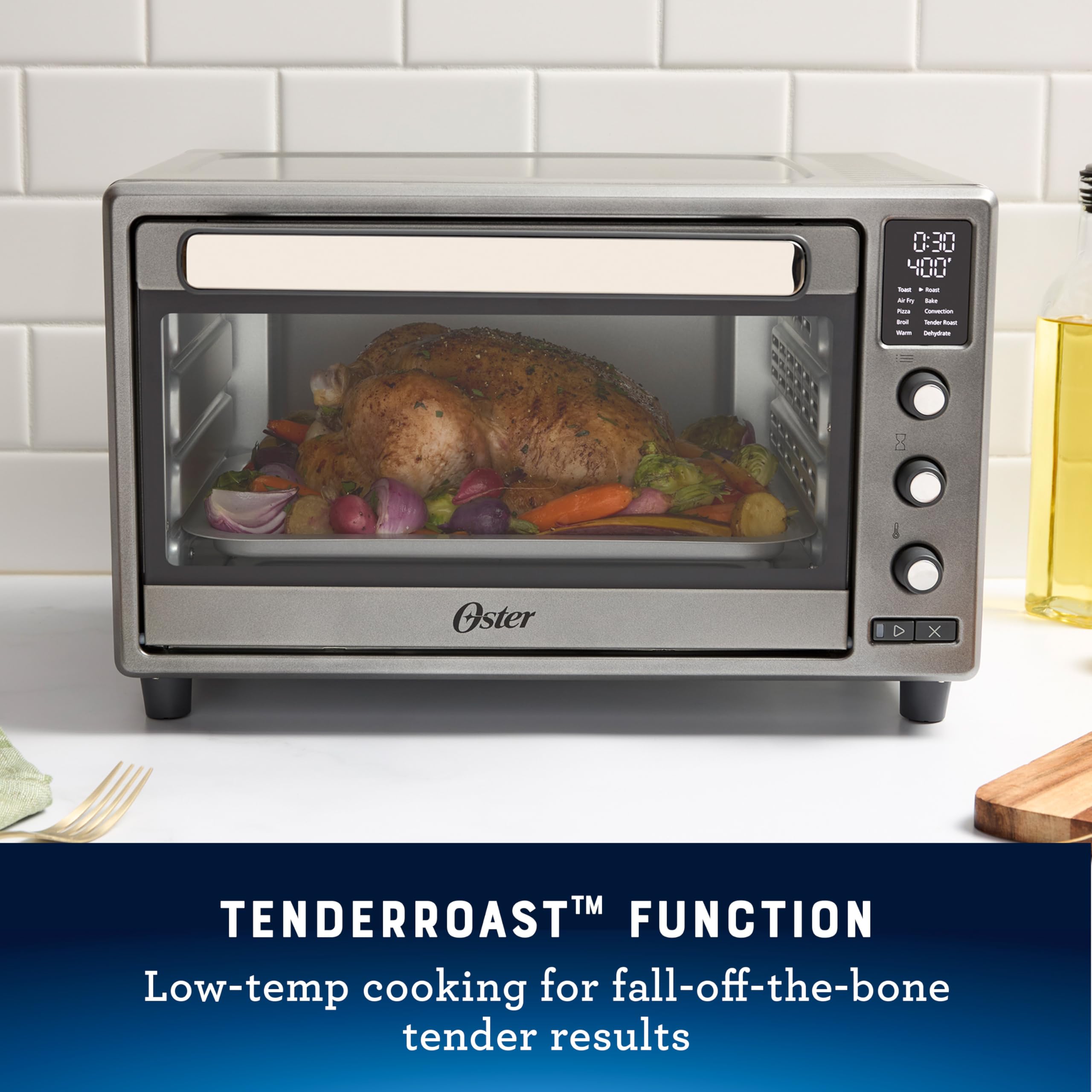 Oster 10-in-1 Air Fryer Toaster Oven Combo | Large Countertop Convection Oven with Bake, Broil, Toast & Dehydrate Functions | Perfect for Small Kitchens, Dorms & RV Cooking