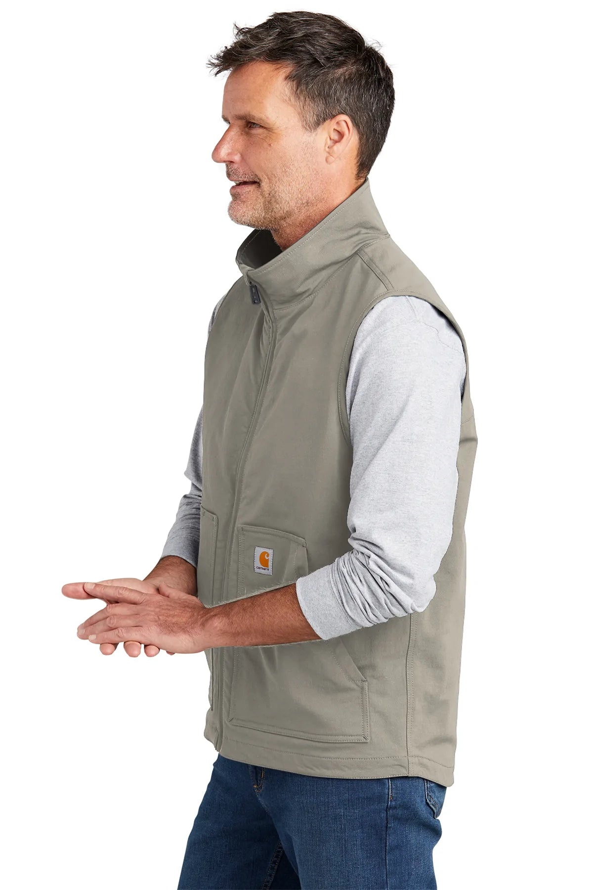 Carhartt Super Dux Soft Shell Customized Work Vest in Greige - Durable & Comfortable for Outdoor Jobs, Hunting & Construction Work