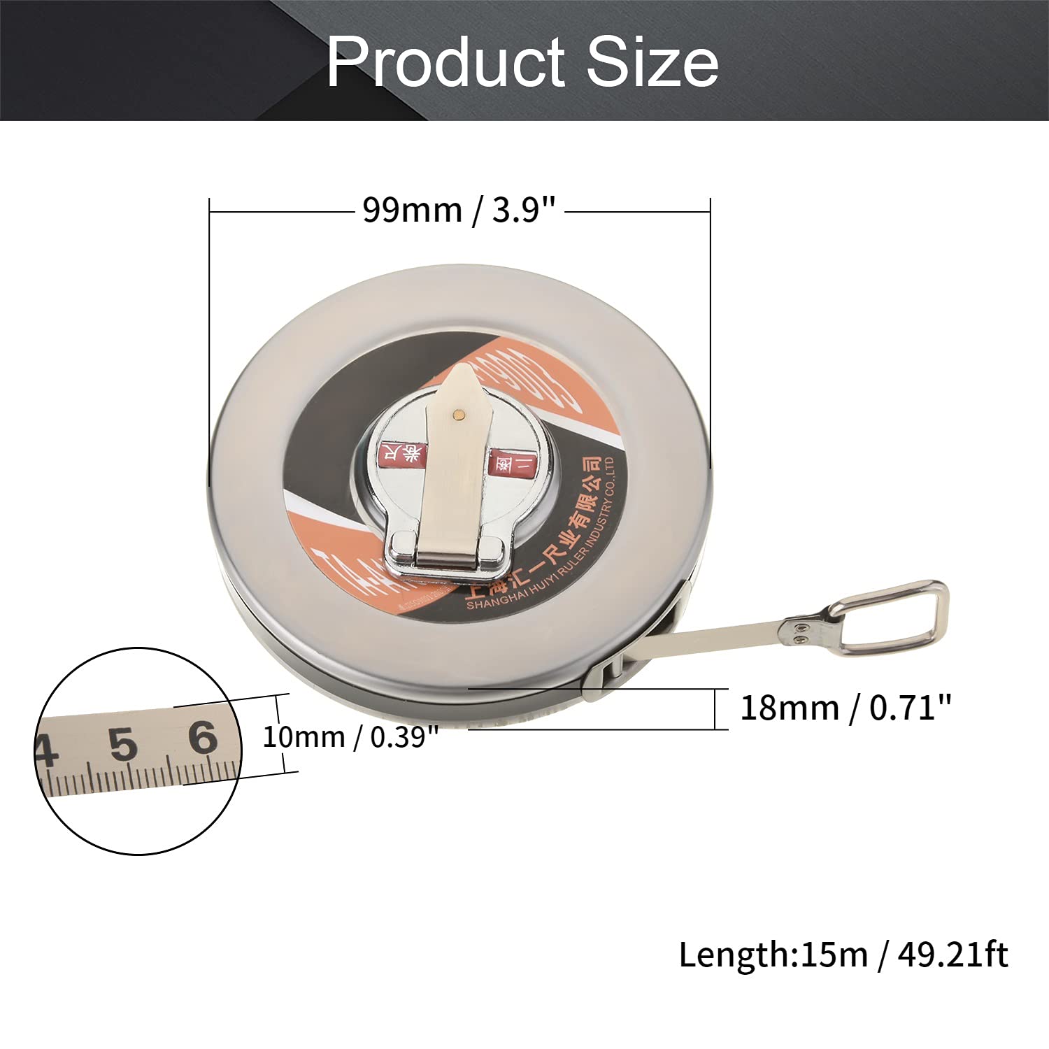 **Utoolmart 15m/49.2ft Steel Retractable Tape Measure - Professional Metric Scale Measuring Tape with Durable Steel Case (1Pc) - Ideal for Construction, DIY Projects & Home Improvement**