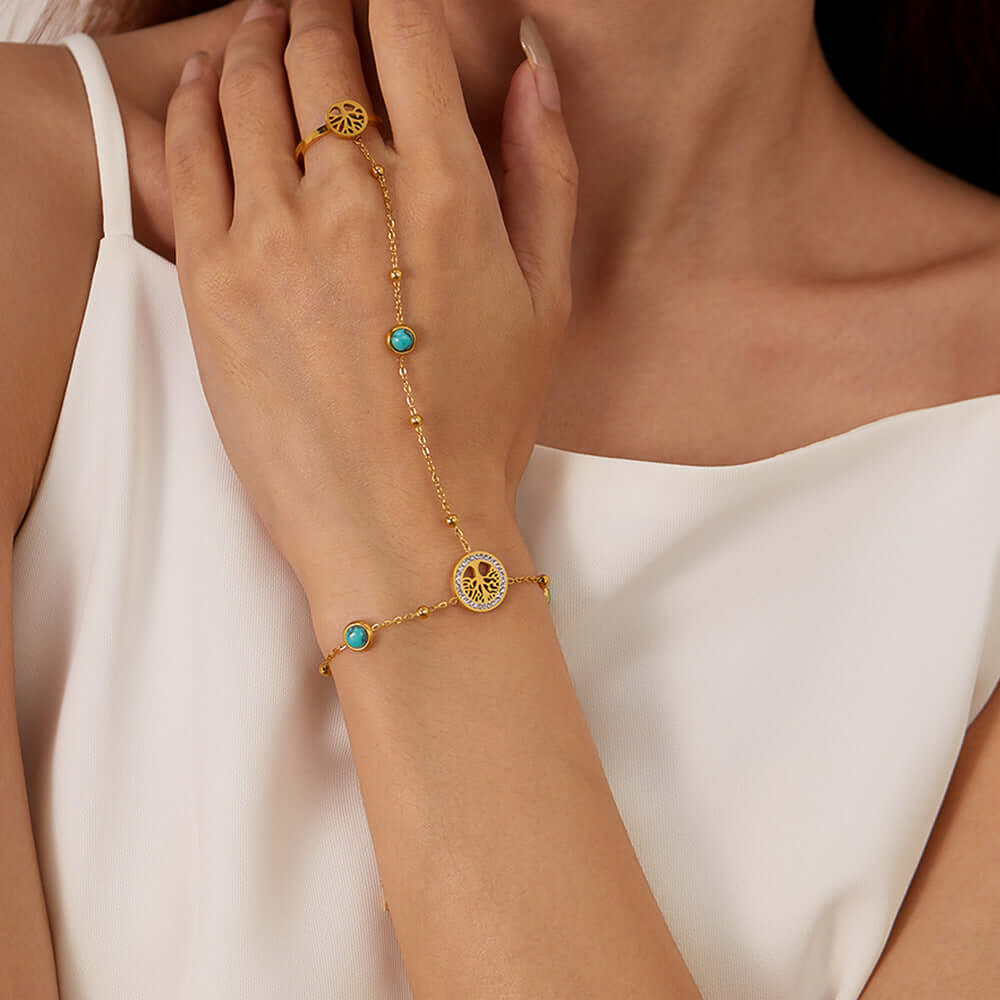 Y2K Evil Eye Hand Chain Bracelet for Women - Trendy Boho Adjustable Hand Jewelry for Protection & Style - Perfect for Festivals, Parties, and Layering with Other Bracelets