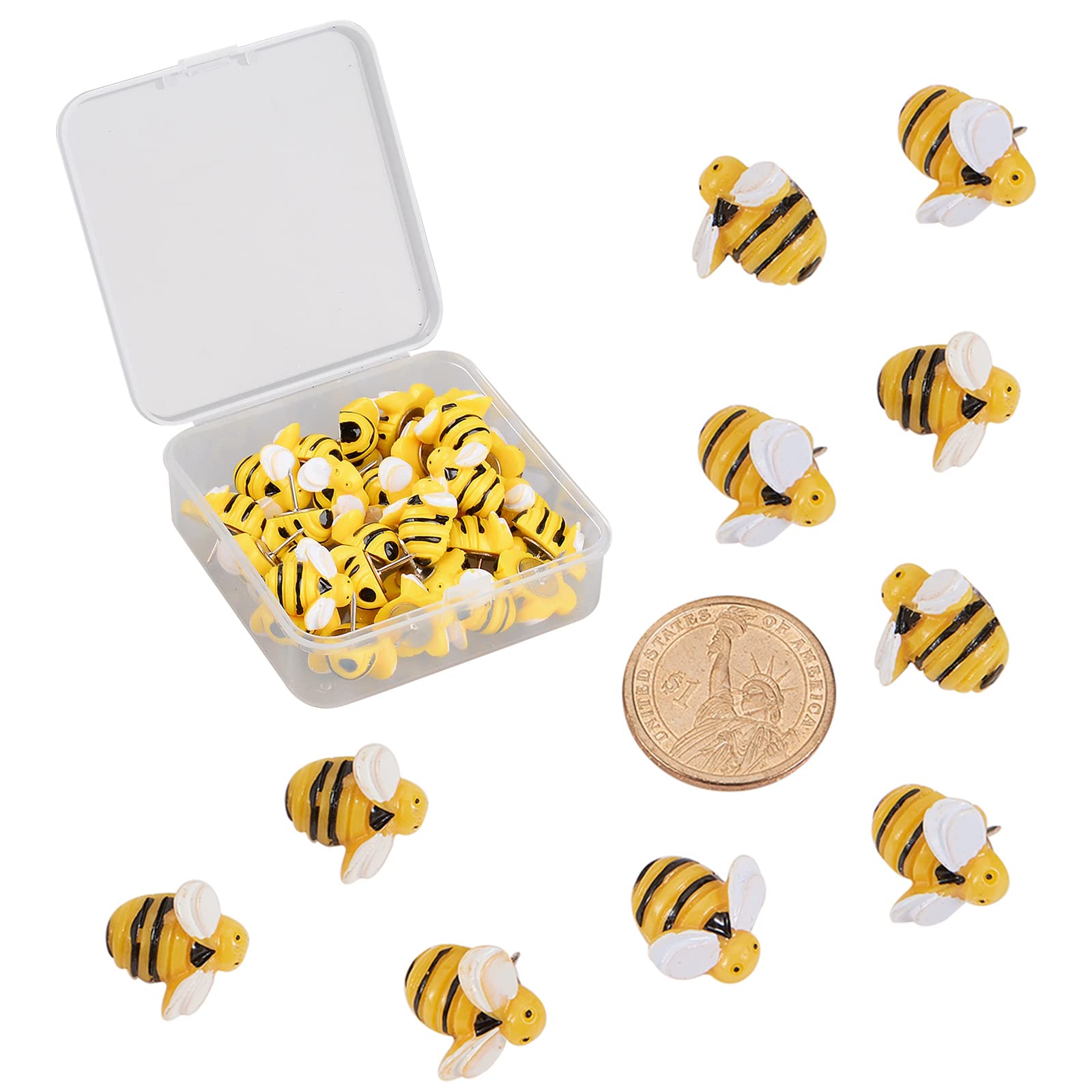 GORGECRAFT 30pcs Bee-Shaped Thumb Tacks - 0.7 Inch Iron Push Pins for Wall Decor, Photos, Maps & Bulletin Boards - Perfect for Home Office, Classroom & DIY Craft Projects