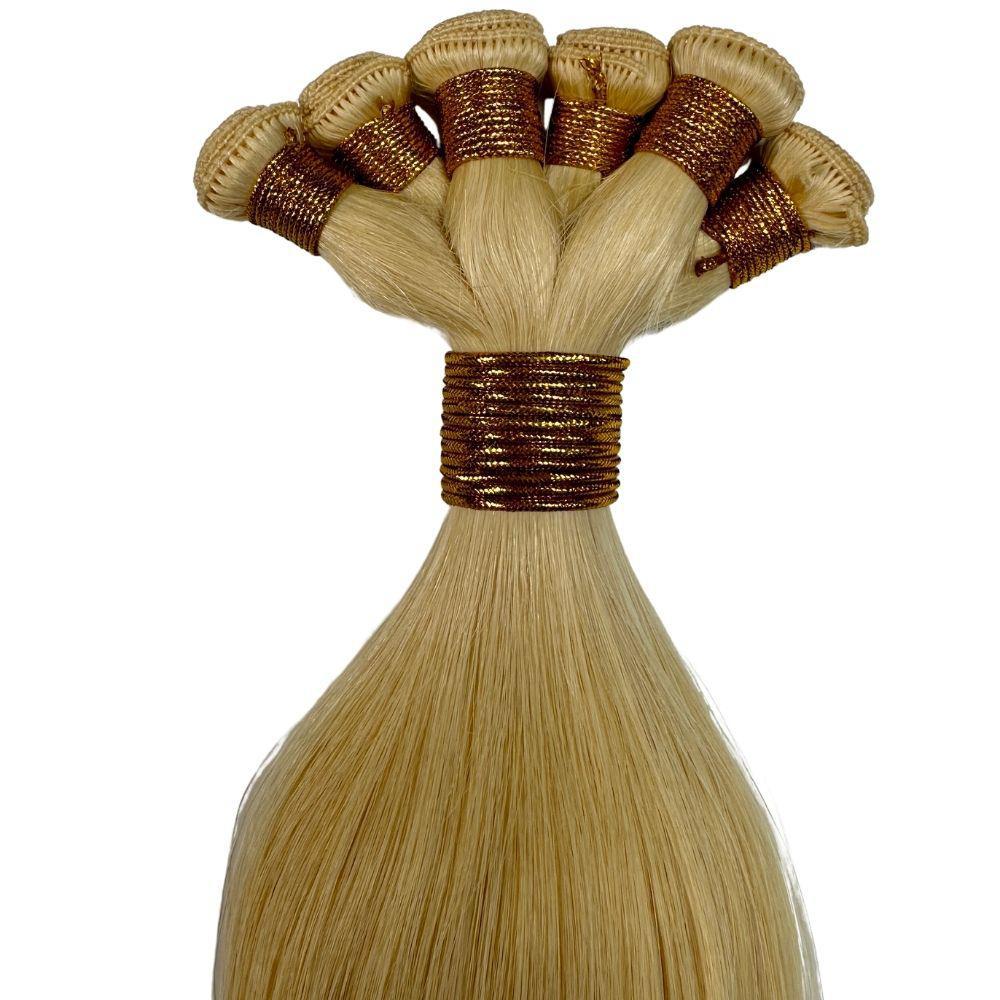 Blonde Straight Hand-Tied Hair Wefts for Extensions - Natural Look for Everyday Styling & Special Occasions