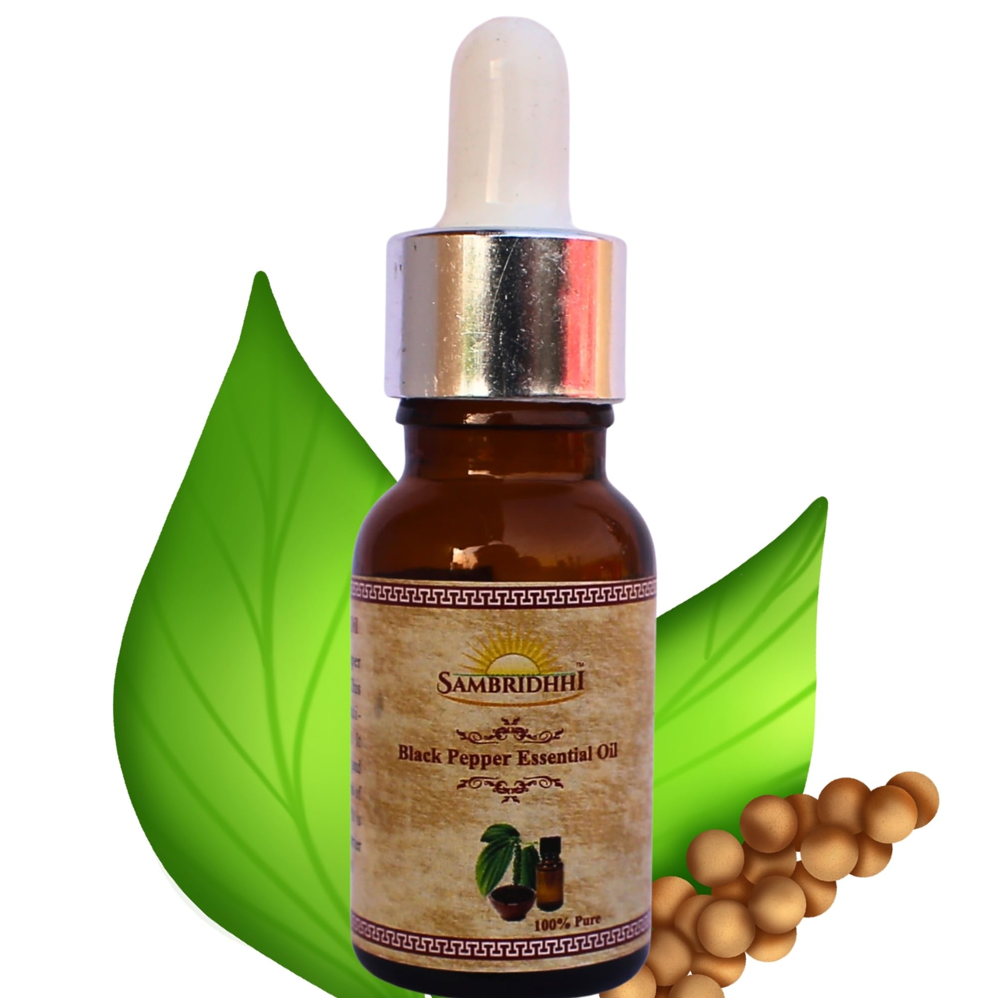 Sambridhhi 100% Pure Natural Black Pepper Essential Oil for Skin & Hair Care - 15ml | Aromatherapy, Massage & DIY Beauty Recipes for Men & Women