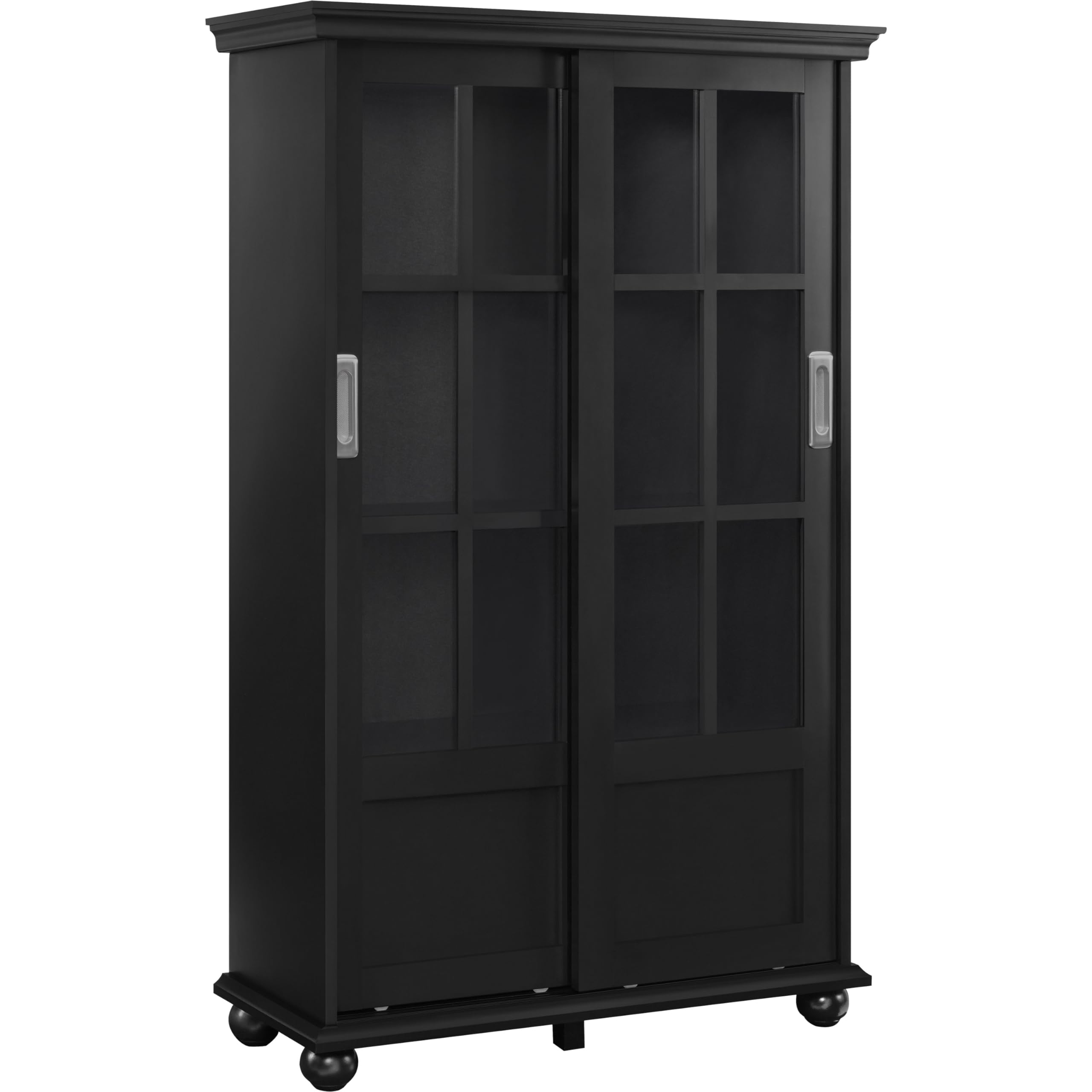Ameriwood Home Aaron Lane Bookcase with Sliding Glass Doors - Black Wooden Bookshelf for Living Room, Office & Bedroom Storage Organization