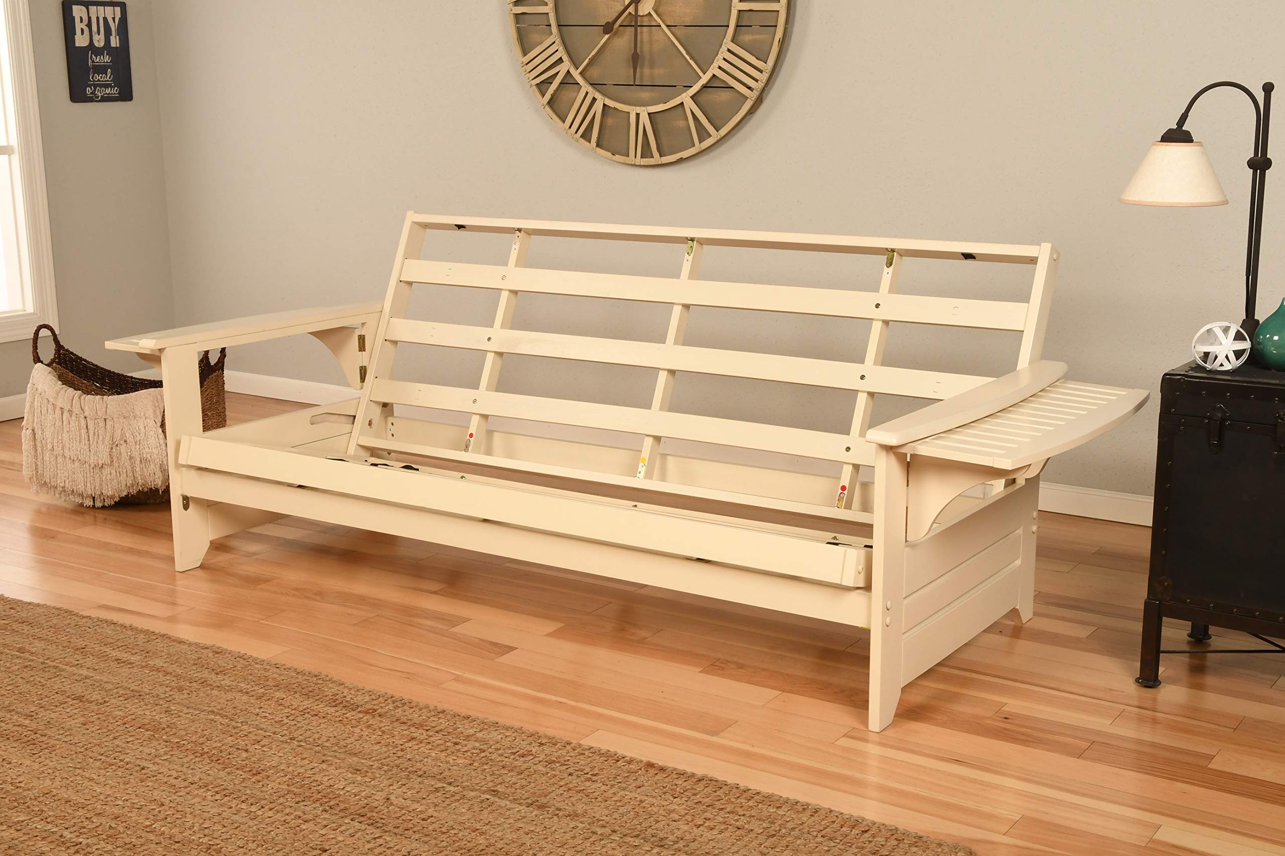 Kodiak Furniture Full Size Futon Set in White - Convertible Sofa Bed for Small Spaces, Guest Rooms & Apartments