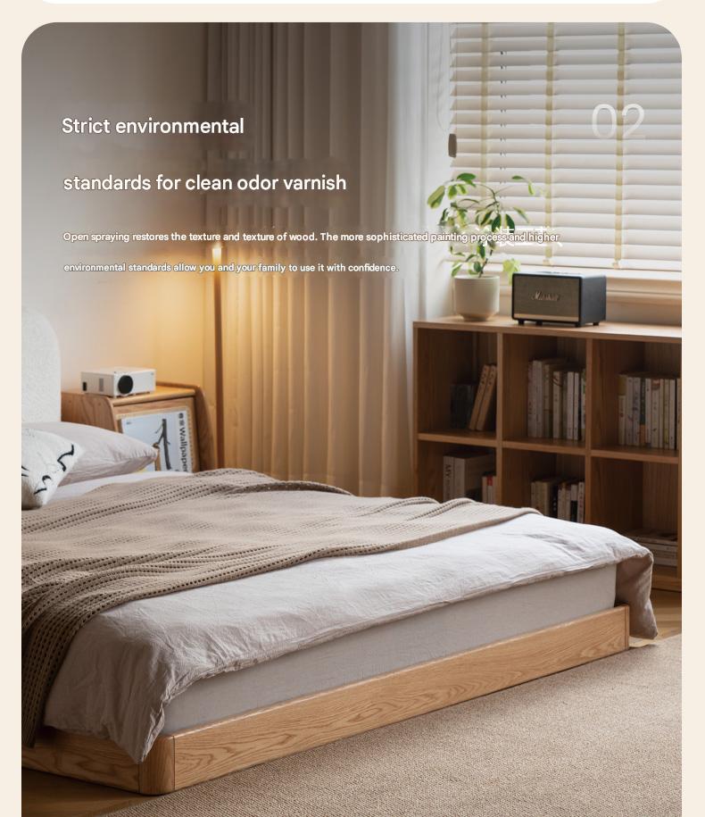 Premium Oak Solid Wood Lamb Fleece Soft Suspension Cream Bed - Cozy & Supportive Sleeping Solution for Modern Bedrooms, Guest Rooms & Nursery Decor