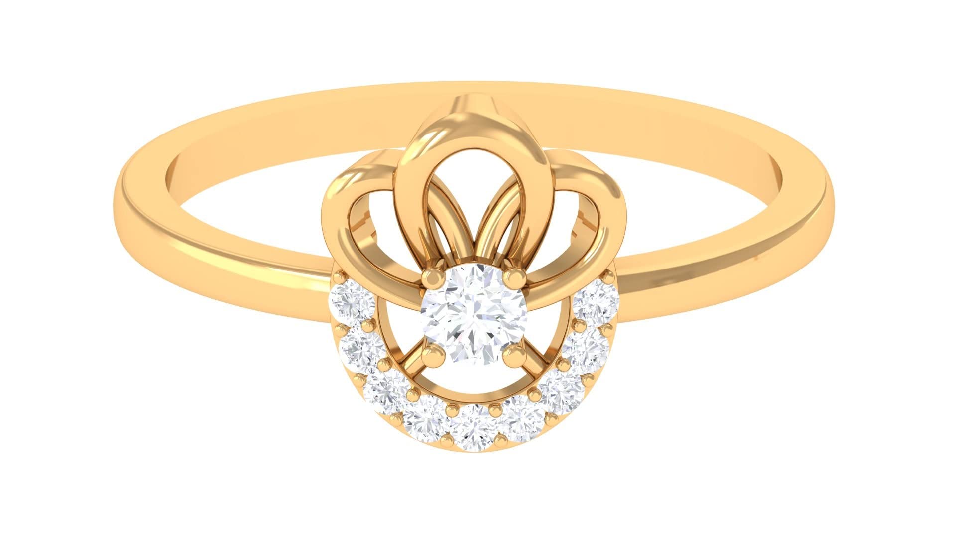 1/4 CT Round Cut Diamond Promise Ring for Women - 14K Solid Gold Engagement Ring, April Birthstone Jewelry - Perfect for Anniversaries, Proposals & Special Occasions