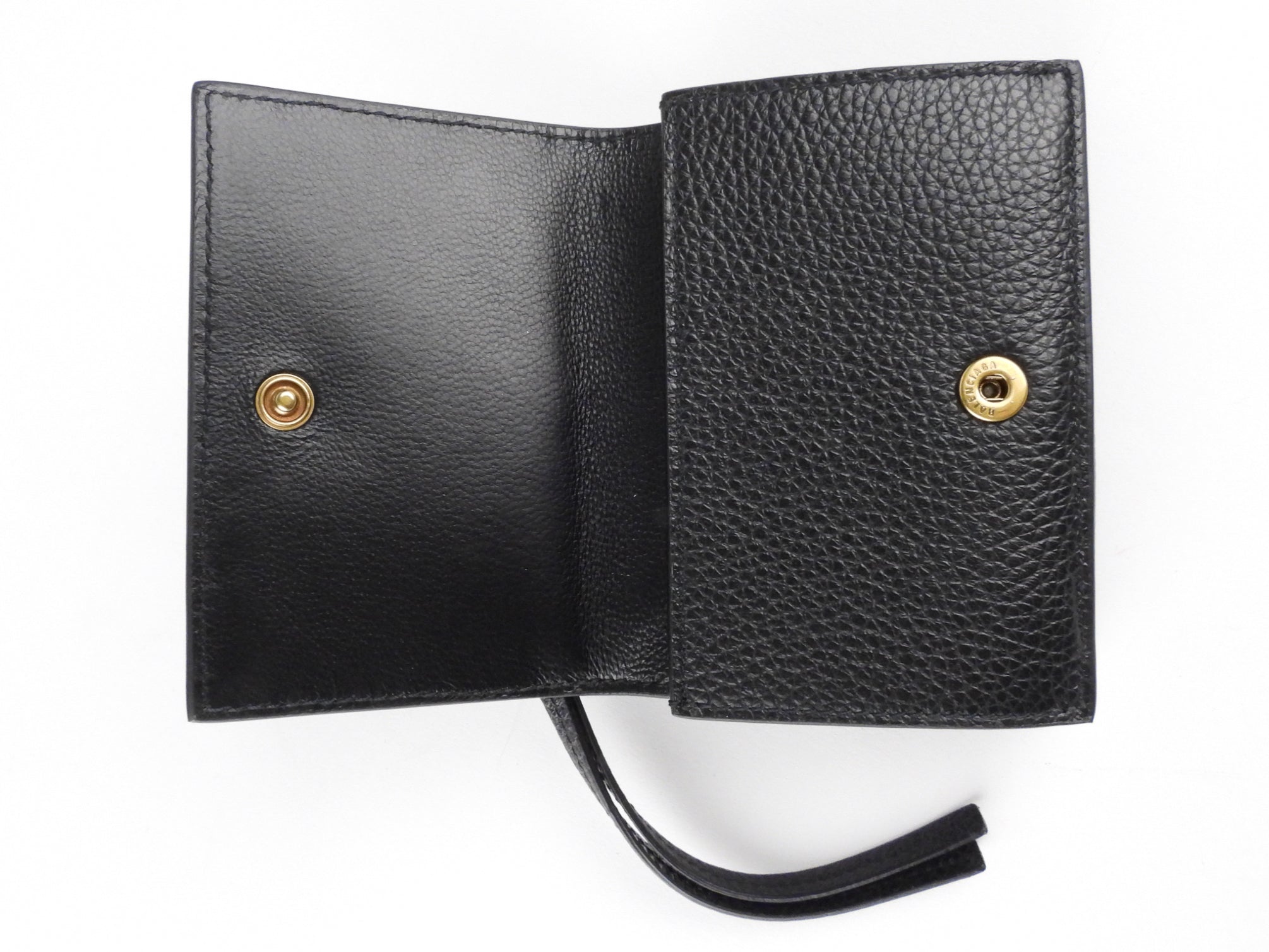 Balenciaga Black Grained Leather Neo City Tri Fold Mini Wallet for Women - Luxury Compact Card Holder & Cash Organizer - Perfect for Everyday Use, Travel, and Gifts