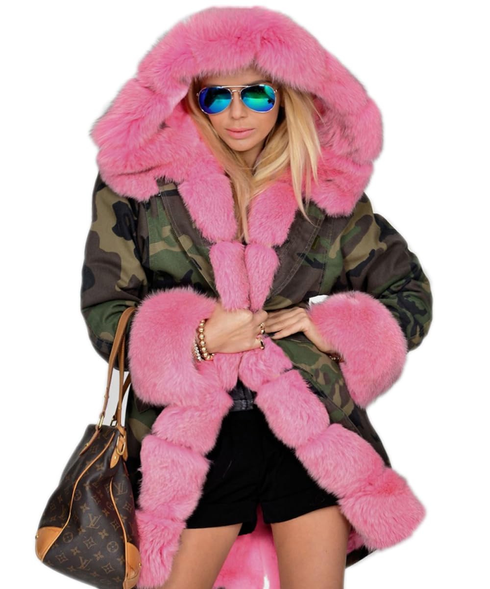 Women's Faux Fur Lined Hooded Winter Coat - Thick Warm Parka Jacket & Long Cardigan for Cold Weather - Perfect for Snow Days, Outdoor Activities and Fashion Layering
