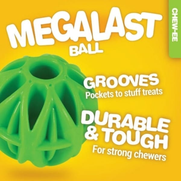 JW Megalast Mega Ball - Durable Chew Toy for Large Dogs - Interactive Fetch & Play Ball for Aggressive Chewers - Outdoor & Indoor Dog Toy for Playtime & Training