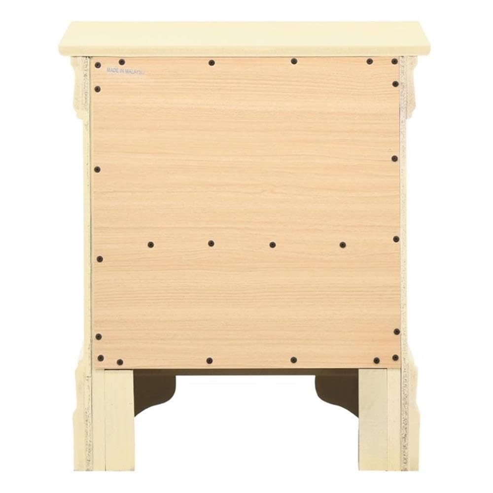 Glory Furniture Louis Phillipe 2 Drawer Nightstand in Beige - Classic Bedside Table for Bedroom, Living Room & Guest Room - Compact Storage Solution with Elegant Design