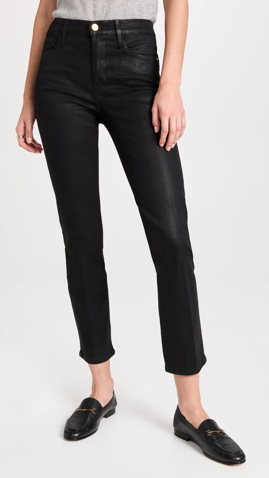 FRAME Women's Le Sylvie High-Rise Coated Skinny Jeans - Stretch Denim Pants for Casual Wear & Night Out