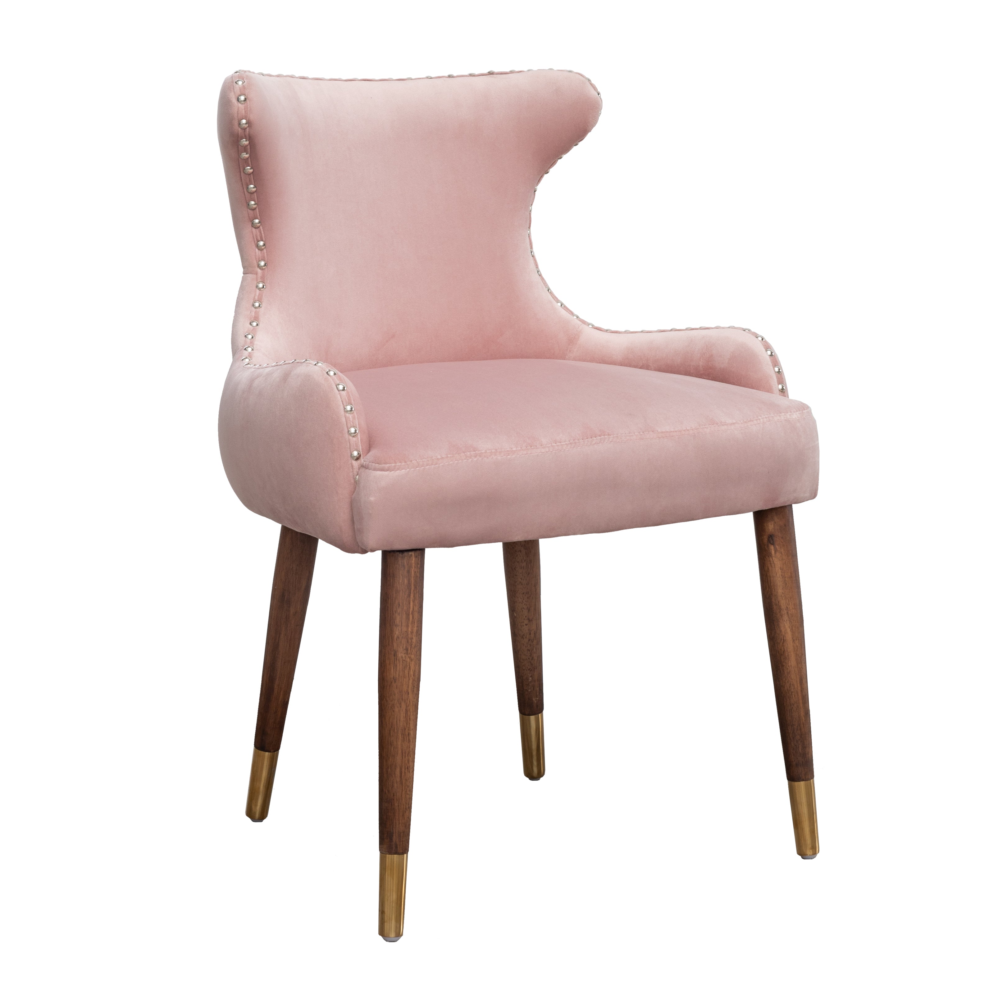 Roundhill Furniture Lindale Contemporary Velvet Upholstered Accent Chair with Nailhead Trim in Pink - Modern Living Room, Bedroom or Office Seating for Home Decor