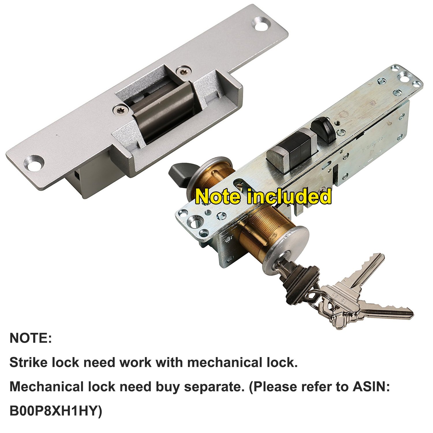 UHPPOTE Electric Strike Fail Secure NO Mode Lock - Access Control Device for Wood & Metal Doors | Ideal for Office, Home & Commercial Security Systems