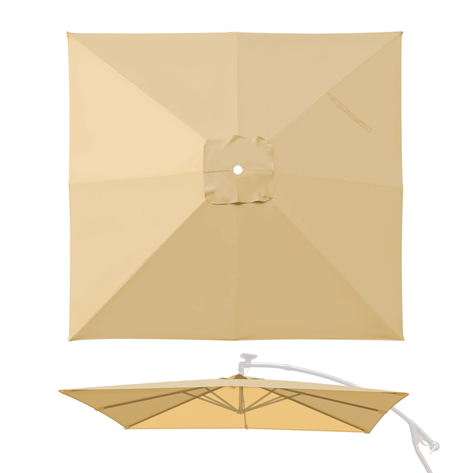 YardGrow 8.2x8.2 Feet Square Cantilever Umbrella Replacement Canopy - 8 Ribs (Frame Not Included) for Patio, Poolside, Garden, and Outdoor Relaxation