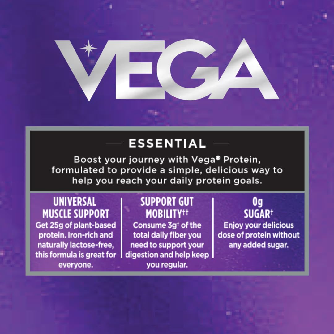 Vega Original Plant-Based Protein Powder - Creamy Vanilla Flavor, 32.5oz (Packaging May Vary) | Vegan Protein Drink Mix for Water, Milk & Smoothies | Perfect for Post-Workout Recovery & Healthy Breakfast Shakes