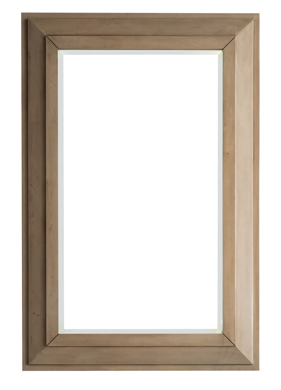 Portland 28 Inch Rectangular Wall Mirror - White Washed Walnut Frame - Bathroom, Bedroom & Entryway Decor