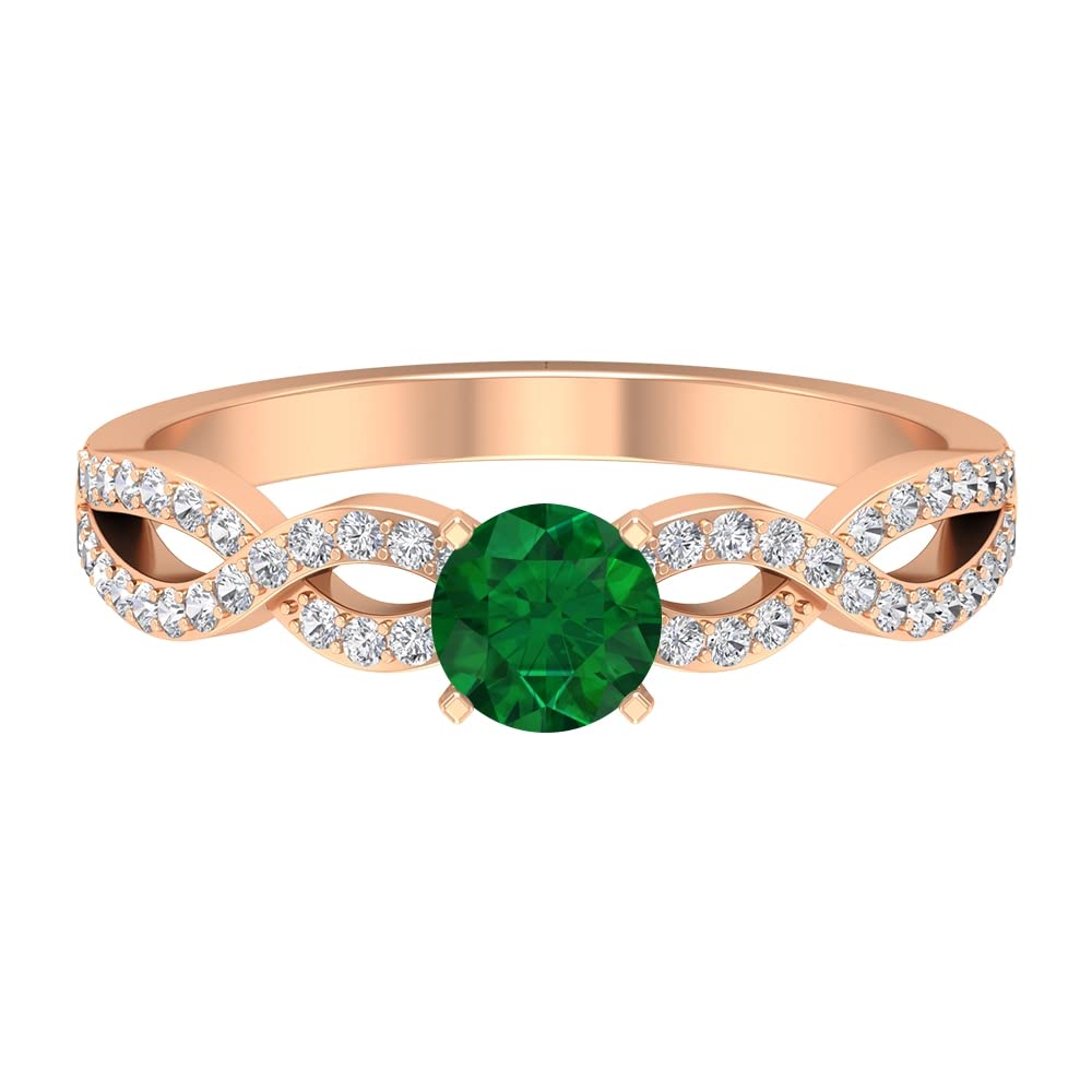 Lab Created Emerald & Moissanite Ring - 14K Solid Gold Solitaire or Crisscross Engagement Ring for Women | Perfect for Weddings, Anniversaries & Special Occasions