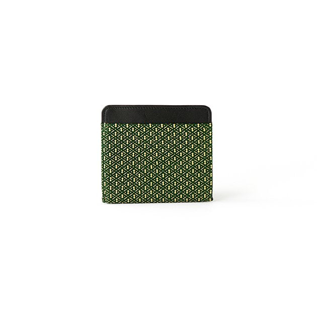 Premium Japanese Deerskin Leather Wallet with Urushi Lacquer - Gourd Pattern Dark Green - Handmade in Japan - Stylish & Durable Fold Wallet for Men & Women - Perfect for Everyday Use, Travel & Gifts