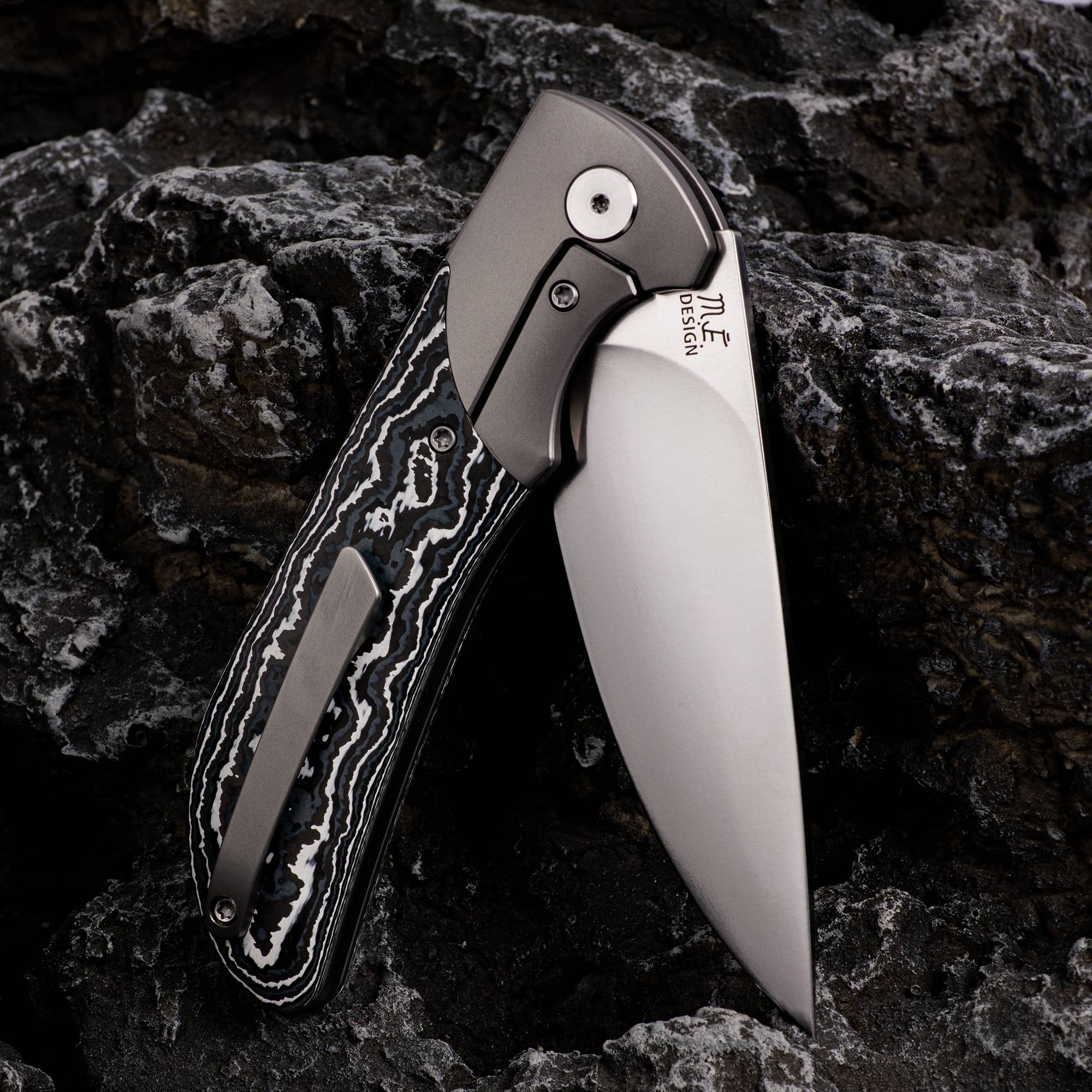 PRE ORDER KATSU HABU 01 Folding Knife - CPM S90V Blade, Titanium Handle with Carbon Fiber Inlay - Michael Emler Design - Premium Outdoor EDC Knife for Camping, Hiking & Survival