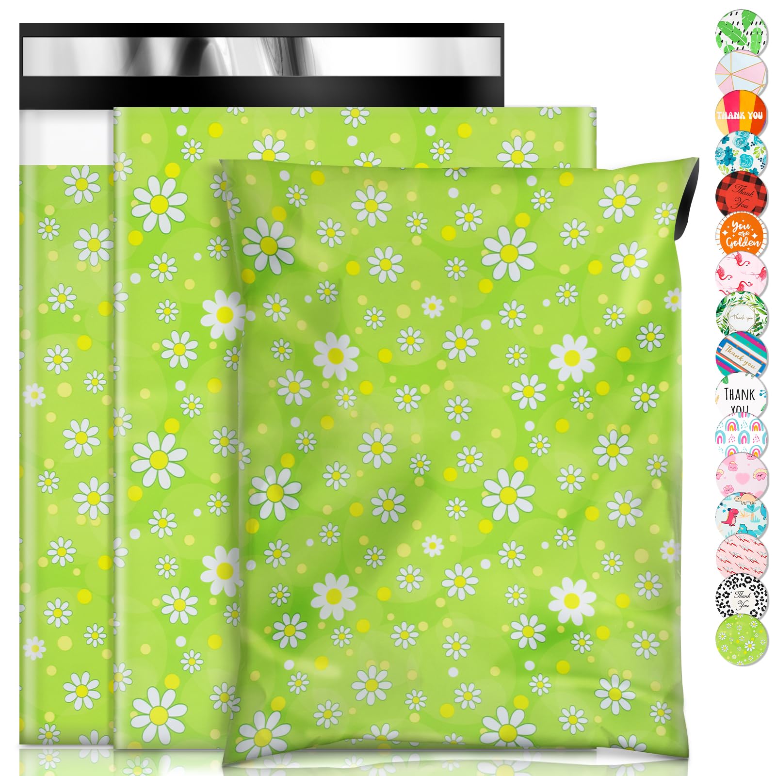 Oududianzi 6x9 Poly Mailers - 100 Pack Self-Seal Shipping Envelopes | Waterproof Mailing Bags for Clothing, Ecommerce & Business | Lightweight Plastic Packaging for Online Stores, Boutique & Retail (Daisy Design)