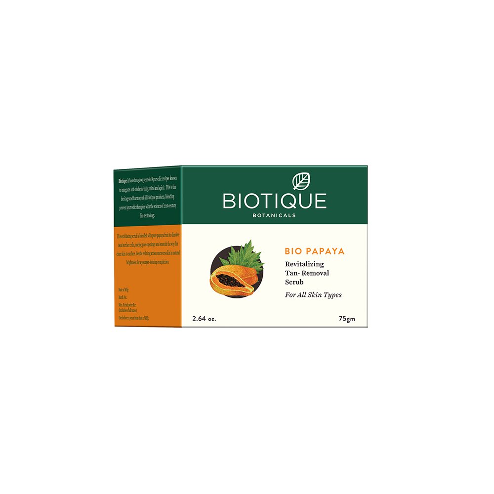 Biotique Bio Fruit Whitening & Depigmentation Face Pack 75g + Papaya Revitalizing Tan Removal Scrub 75g - Brightening Skincare Set for Glowing Complexion | Perfect for Daily Face Care & Sun Damage Repair