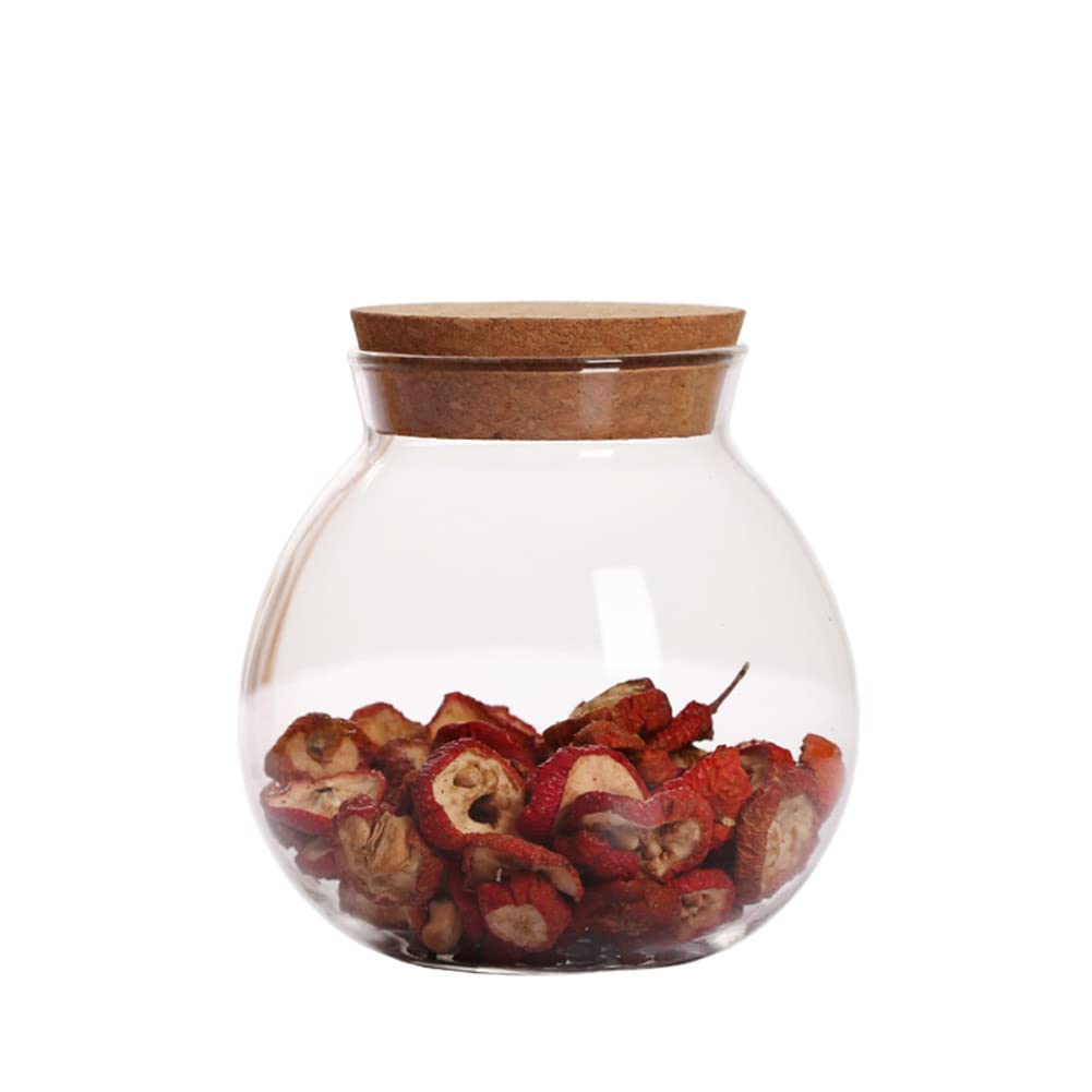 500ml Empty Round Airtight Glass Jars with Cork Lids - Multifunctional Storage Containers for Dry Food, Cookies, Snacks, Tea, Nuts, Coffee Beans, Sugar & Candy | Perfect for Kitchen Pantry Organization, DIY Gift Packaging & Home Decor