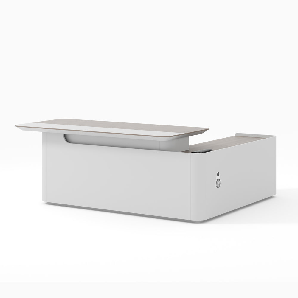 LUSH Executive Desk Left Return 200cm - White & Taupe Modern Office Desk for Home & Business Workspace - Perfect for Corporate Offices, Home Offices & Study Rooms