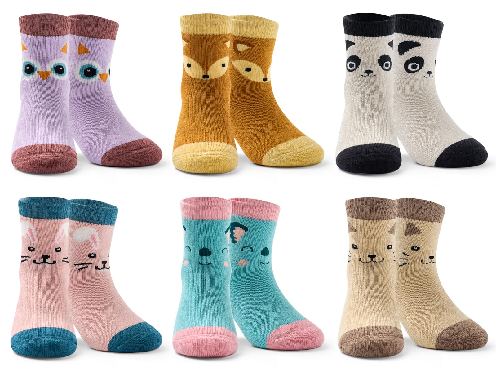 Boys Winter Socks - 6 Pairs Warm Thermal Terry Crew Socks for Kids | Cold Weather, Snow Boots & Outdoor Activities