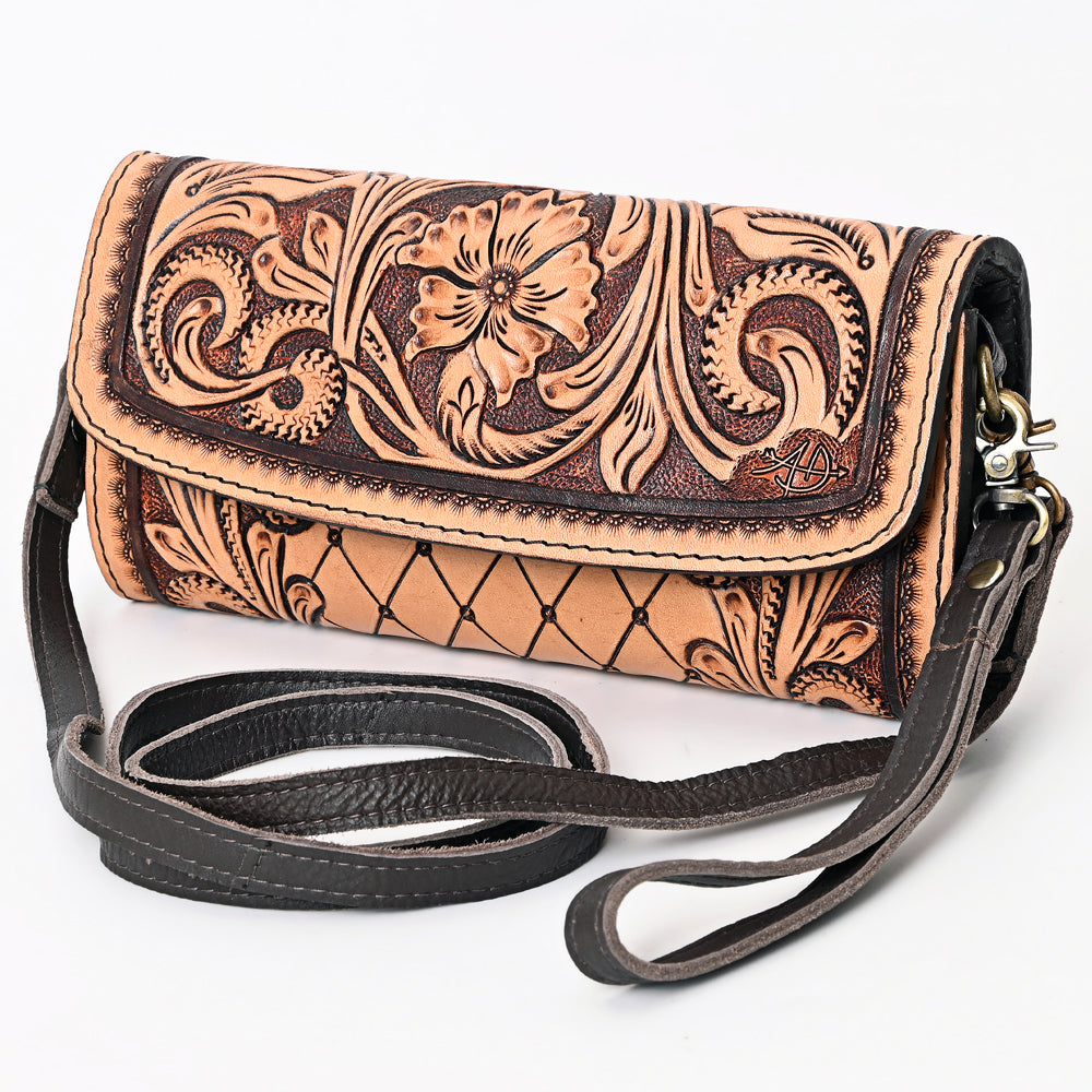 ADBGA358 American Darling Genuine Leather Women's Western Handbag - Hand Tooled Cowhide Purse for Casual Outings, Country Rodeo & Everyday Use