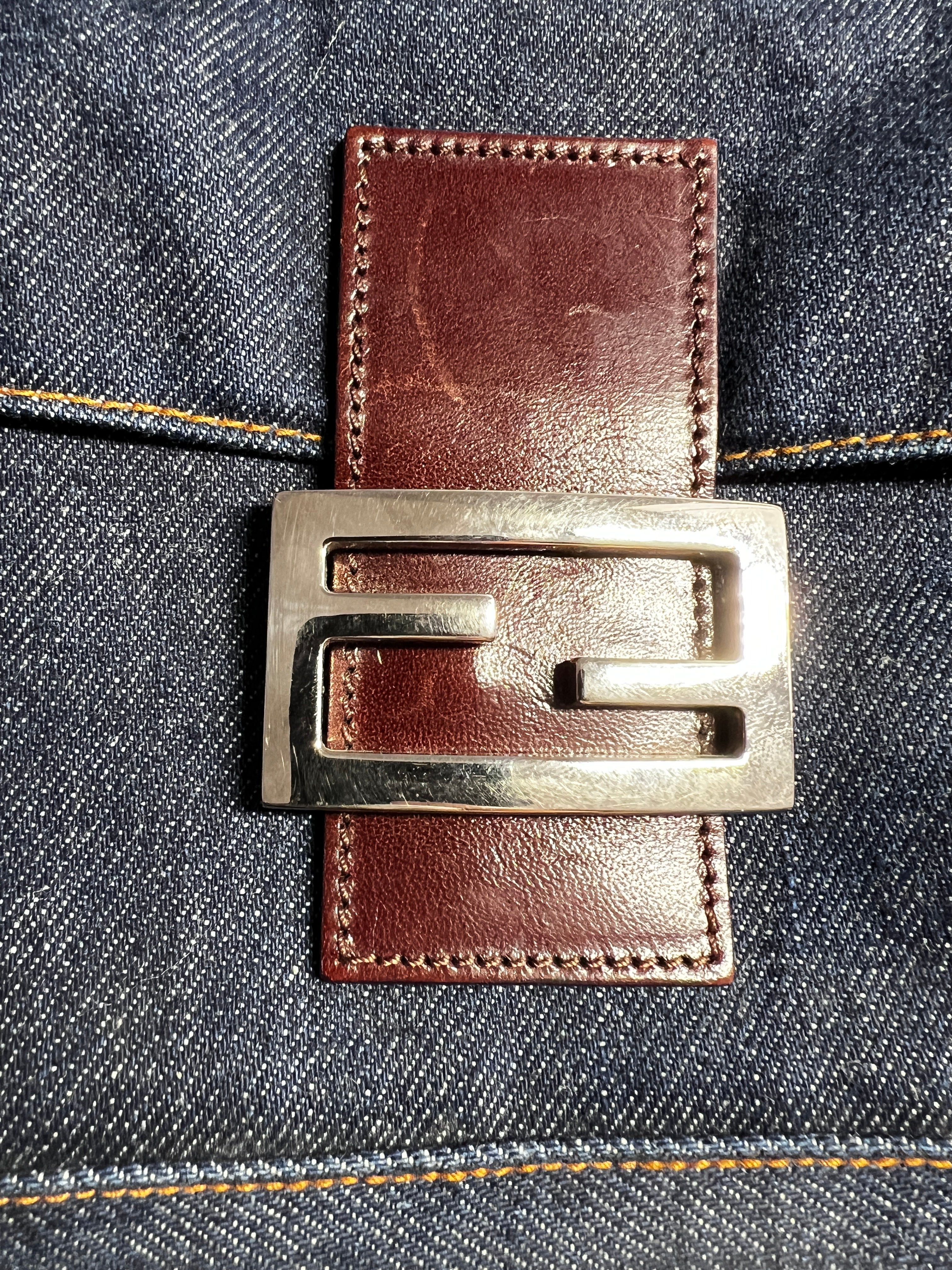 Vintage Fendi Denim Baguette Bag - Authentic Designer Crossbody Purse for Women | Perfect for Casual Outings, Date Nights & Fashion Events