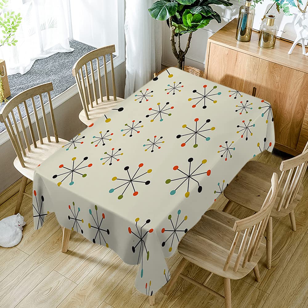 Mid Century Modern Geometric Tablecloth - Wrinkle Free, Anti-Fading & Dust-Proof Washable Chevron Design Table Cover 60x104 Inch - Perfect for Dining Room, Kitchen & Party Decorations