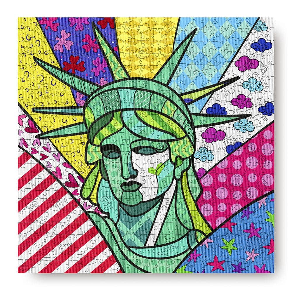 Premium Wooden Jigsaw Puzzle - Pop Art Statue of Liberty - 558 Unique Laser Cut Pieces - Challenging Adult Puzzle - 16.53