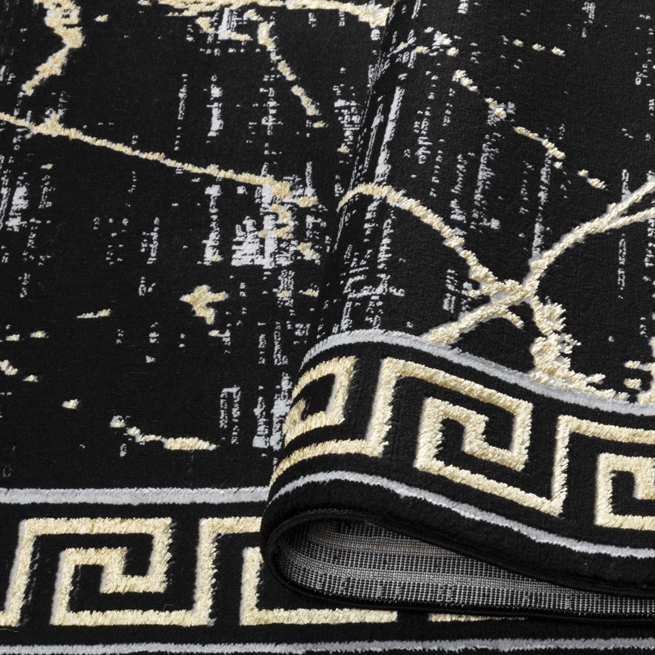 GLORY RUGS 8x10 Modern Abstract Area Rug - Black & Gold Marble Pattern Carpet for Living Room, Dining Room, Bedroom | Soft & Durable Home Decor