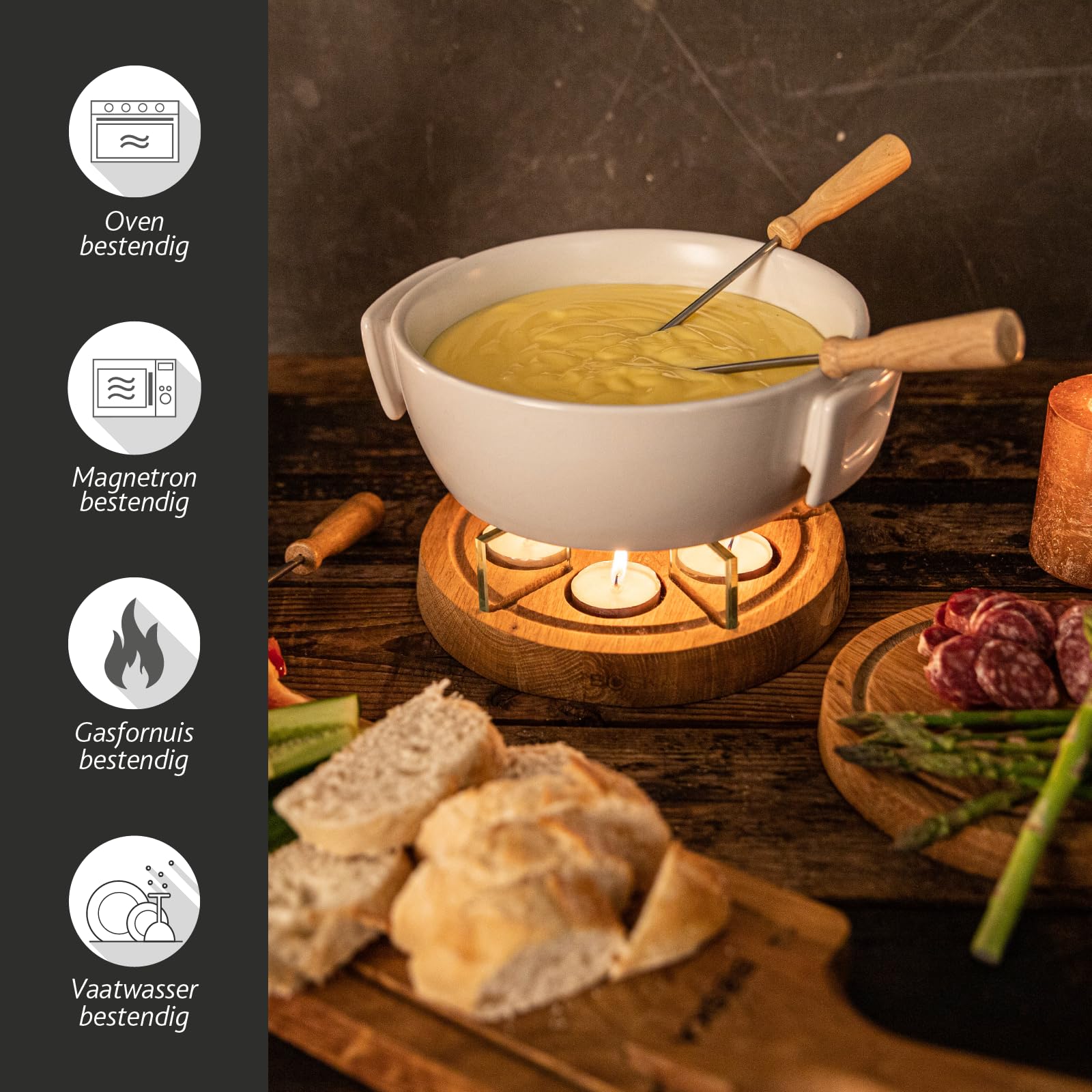 Boska Twinkle Cheese Fondue Pot Set - 4-Person Electric Fondue Maker for Chocolate, Meat & Cheese - Perfect for Weddings, Housewarming Gifts & Family Gatherings - Includes Fondue Sticks for Easy Serving - Ideal for Romantic Dinners & Party Entertaining
