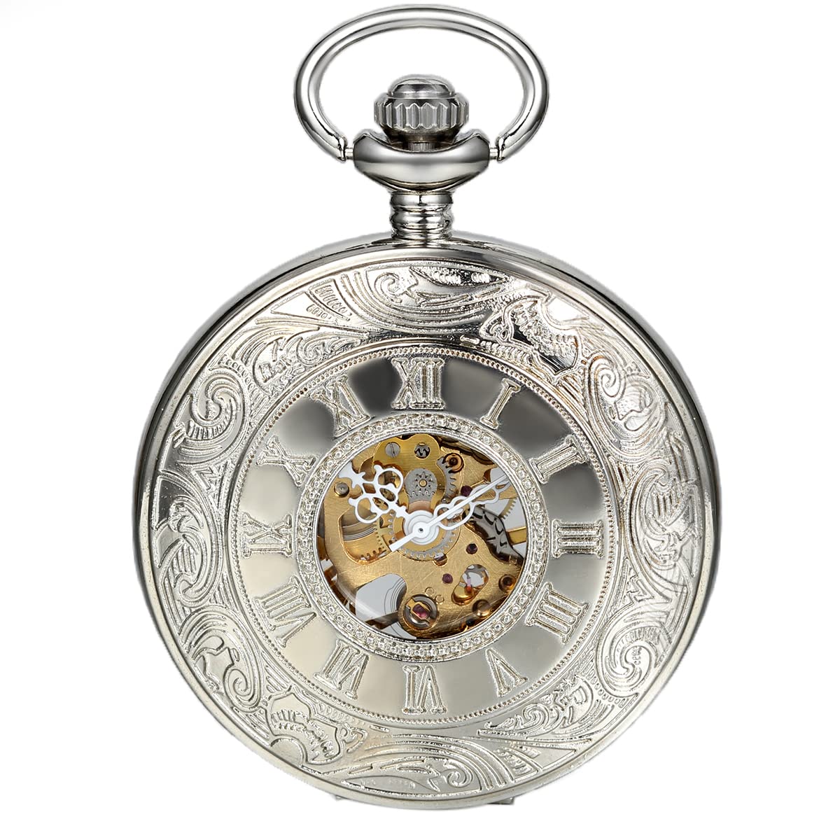 Antique Mechanical Pocket Watch - Retro Hand-Wind Steampunk Watch with Chain for Vintage Style & Gifts