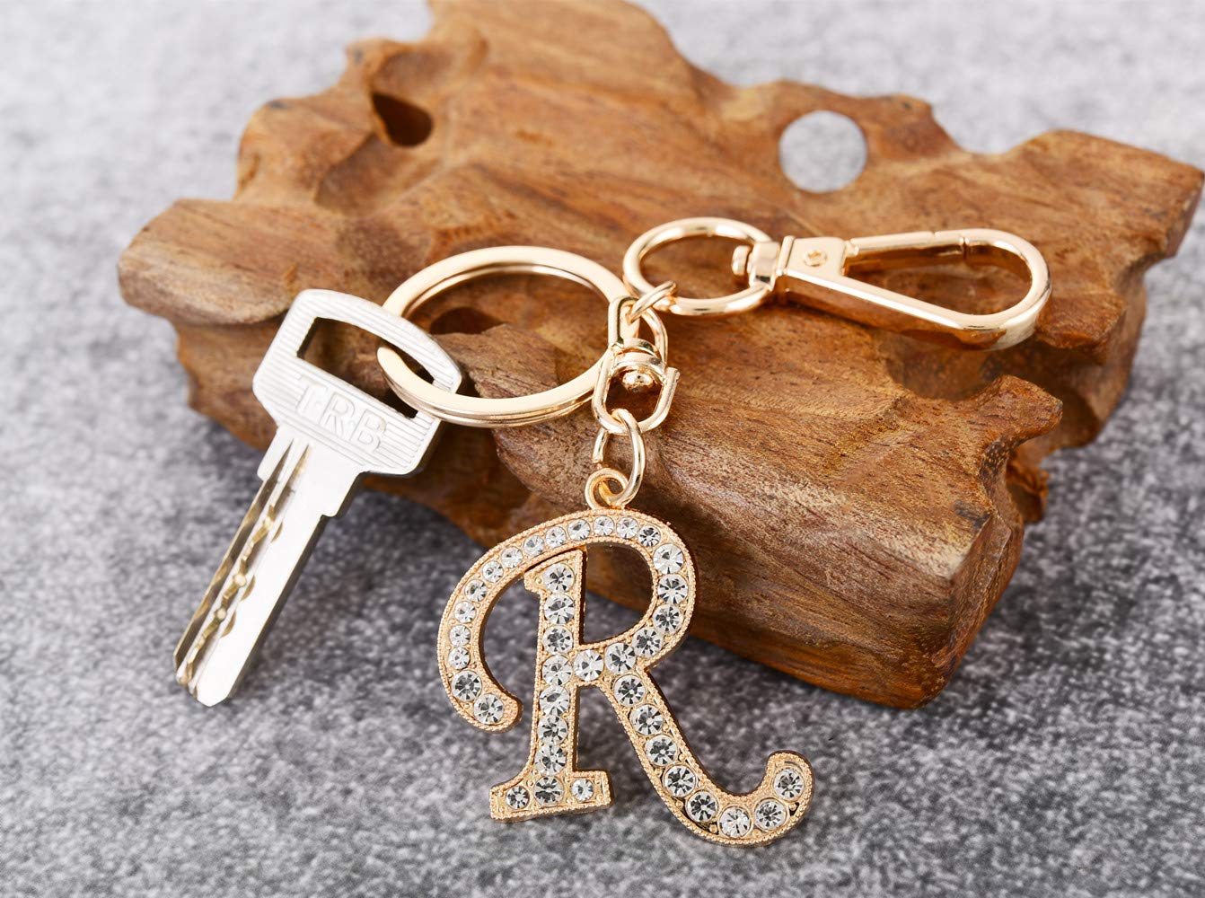 AlphaAcc Crystal Alphabet Initial Letter Keychain for Women - Elegant Purse Charms & Handbag Pendant with Key Ring - Perfect Gift for Birthdays, Anniversaries and Everyday Carry