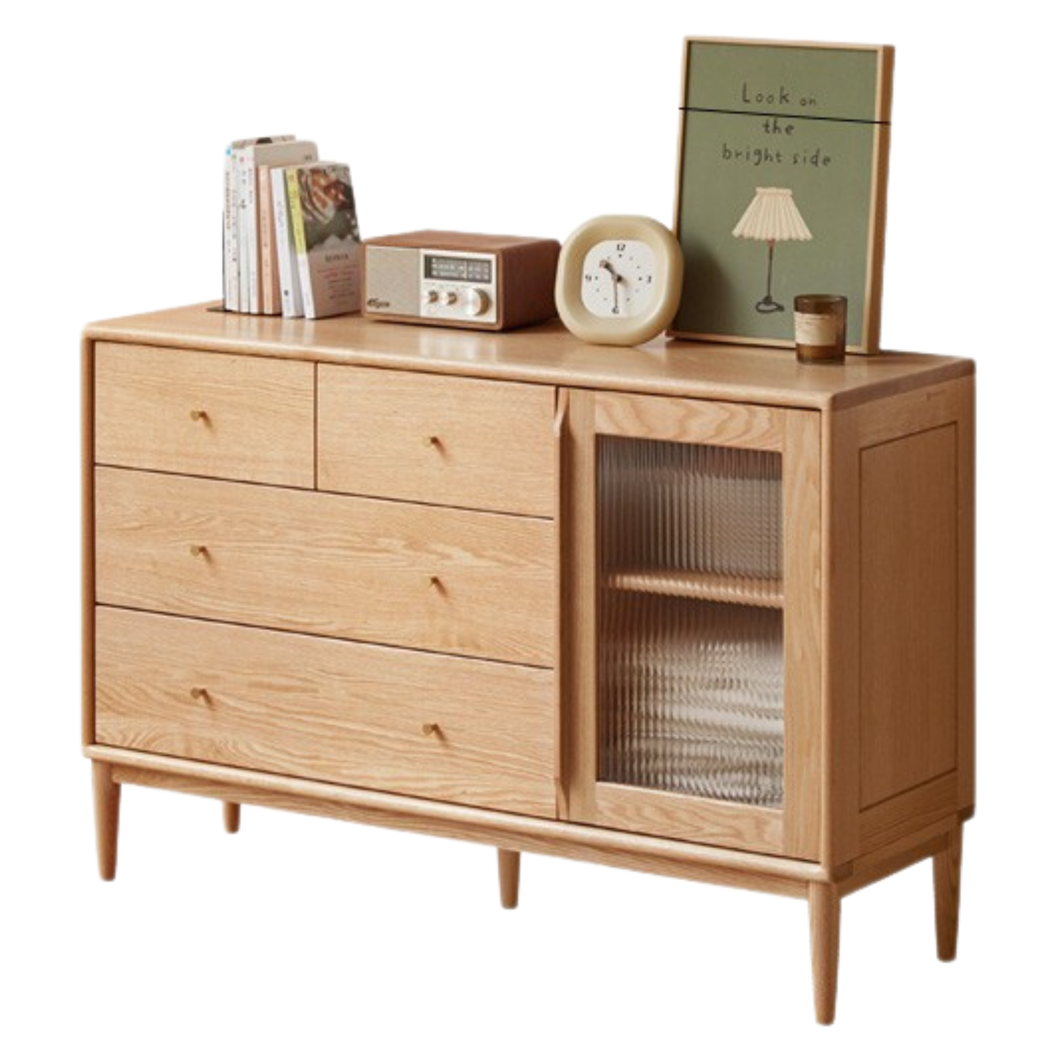 47.2x15.7x30.7 inch / 120x40x78.3cm /  Natural wood color /  Rice door cabinet