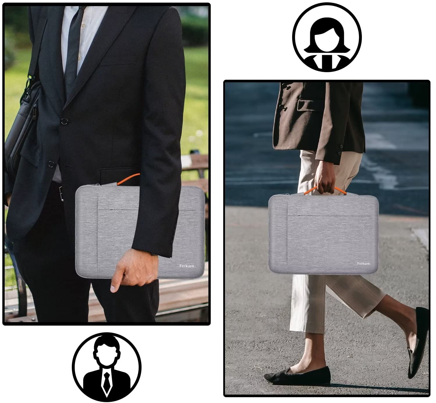 Ferkurn 15.6 Inch Waterproof Laptop Sleeve Case - Compatible with MacBook Air 15 M3/M2 (2023-2024), MacBook Pro 15/16 (2019-2023), HP Envy x360, Dell XPS 15, Lenovo, Asus - Perfect for Travel, Office & School Protection