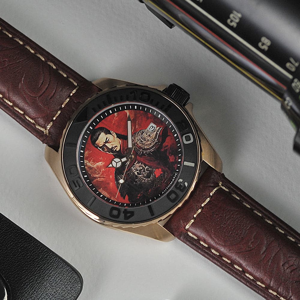 AG Collective The Regal San Guo Series Red Dial Leather Strap Men's Watch G 8040 SAN REG - Luxury Chinese-Inspired Timepiece for Business, Formal Occasions & Collectors