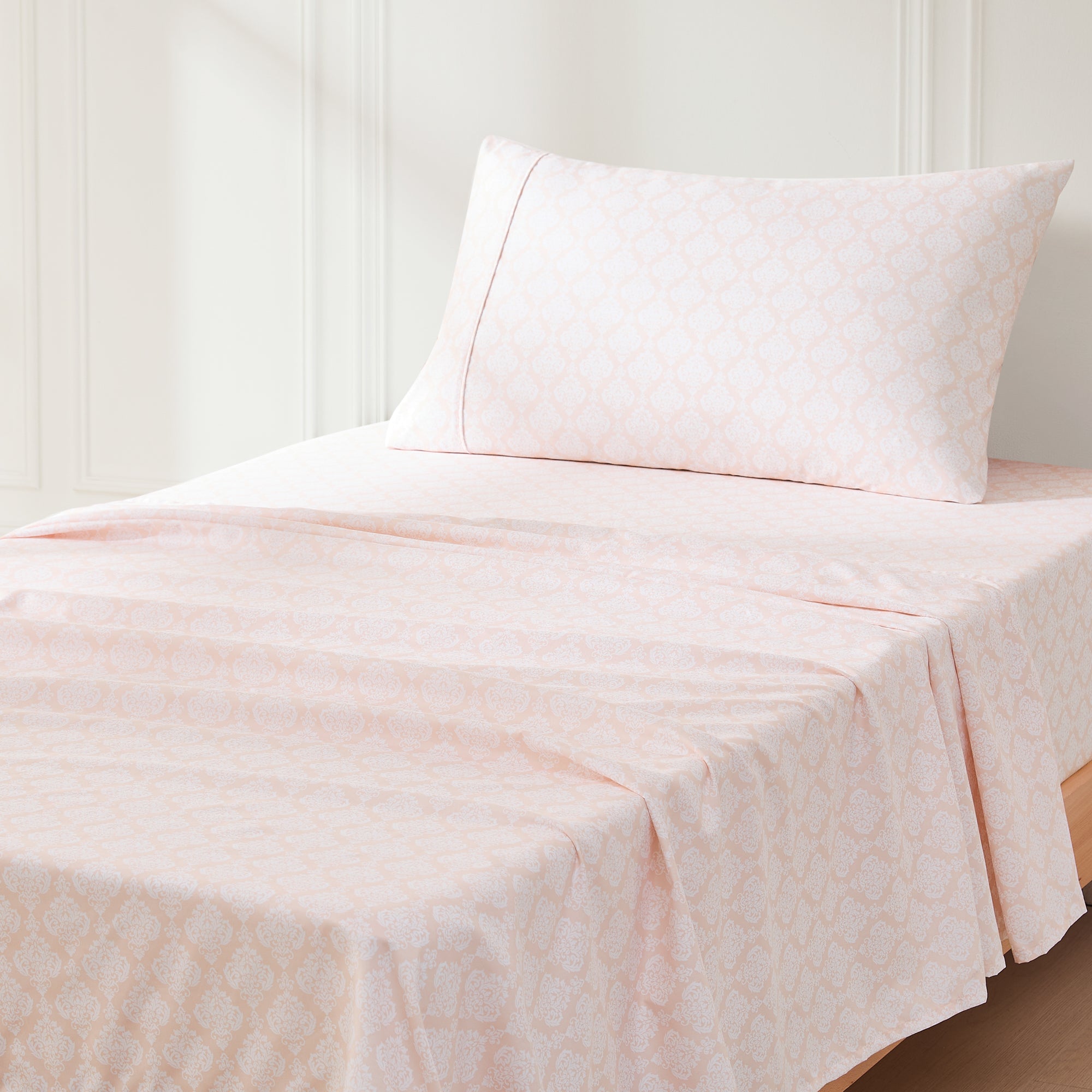 Luxury Romer Damask Sheet Set - 100% Cotton, King Size, Wrinkle-Free - Perfect for Master Bedroom, Guest Room & Hotel Use