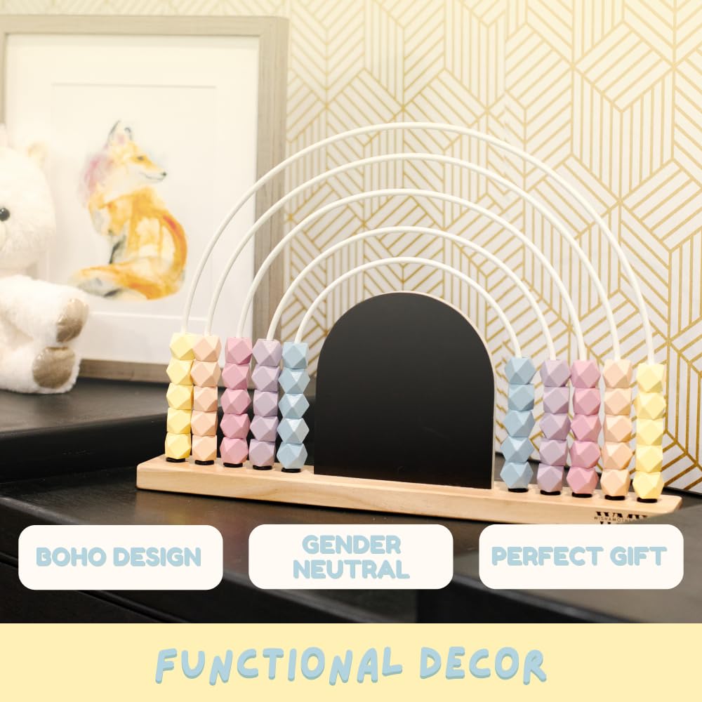 Pastel Rainbow Abacus for Kids - 17 Inch Magnetic Chalkboard Math Learning Toy | Counting, Addition & Subtraction Educational Tool | Montessori Classroom & Homeschool Supplies for Ages 3+ | Perfect for Preschool Math Activities & Early Childhood Development