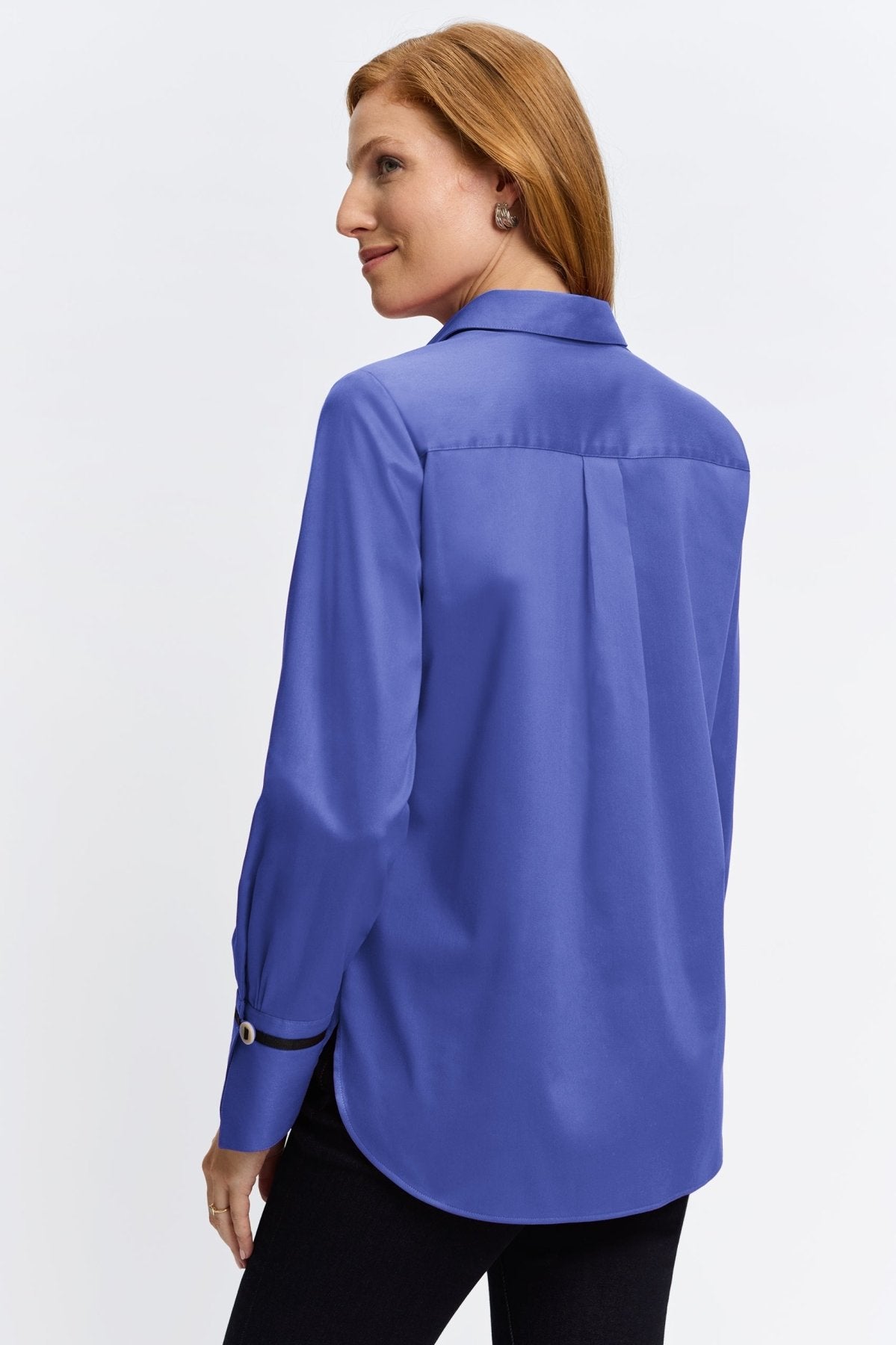 No Iron Stretch Matte Sateen Long Sleeve Shirt for Women - Wrinkle-Free Comfort Office & Casual Wear - Perfect for Business, Travel & Everyday Outfits
