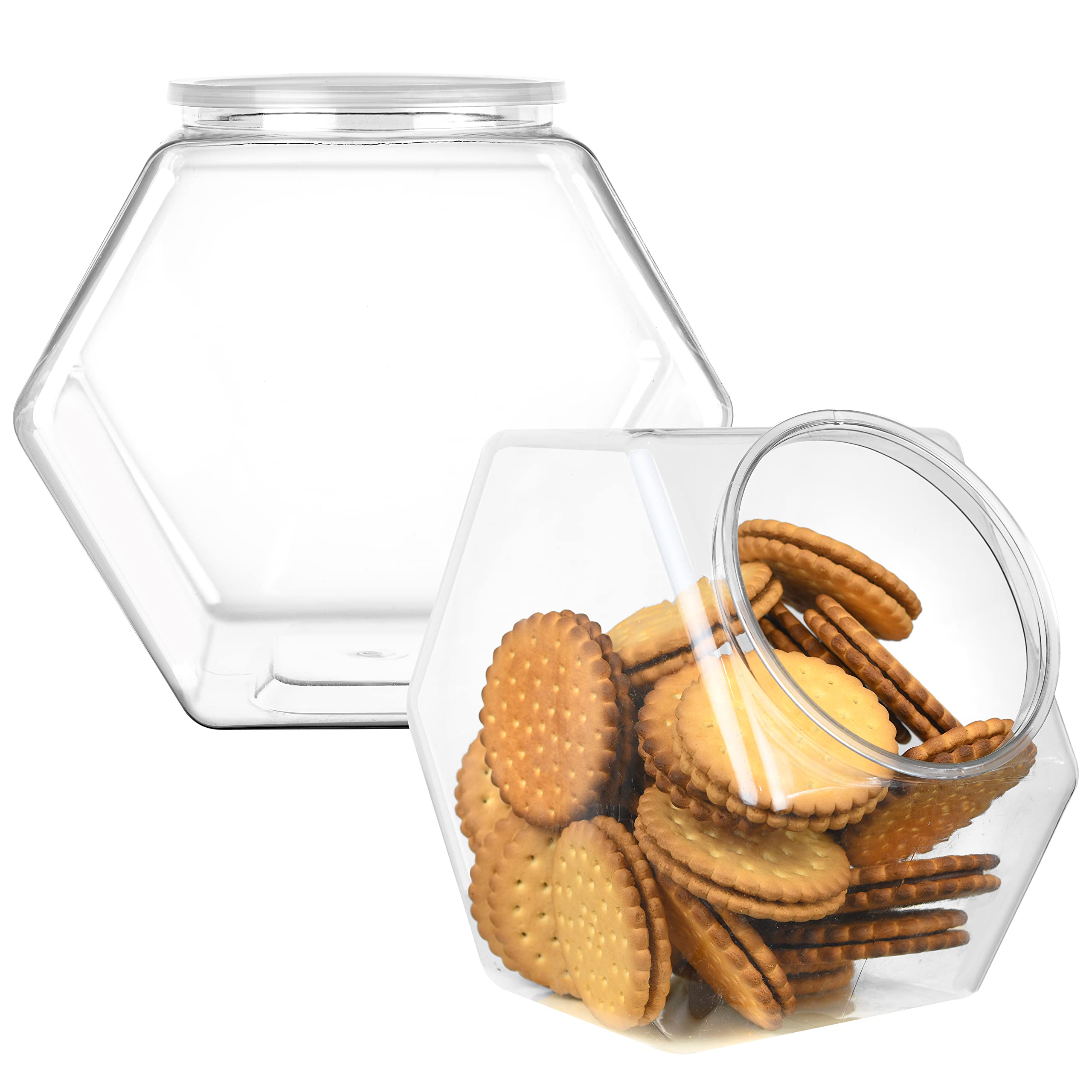129oz Airtight Plastic Cookie Jars with Lids - 2 Pack Kitchen Storage Containers for Cookies, Candy, Coffee Pods & Pet Food | Perfect for Pantry Organization, Baking Supplies & Buffet Display