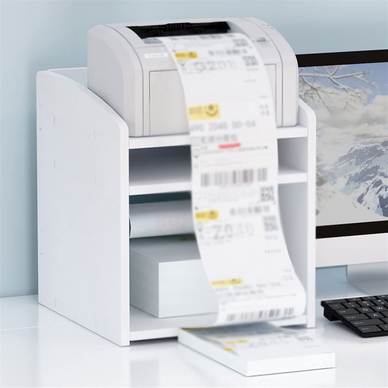 Heavy Duty 3-Tier Printer Stand for Home & Office - Compact Desktop Shelf Organizer for Printers, Fax Machines & Copiers - Space-Saving Under Desk Storage Solution (Perfect for Small Offices & Home Workspaces)