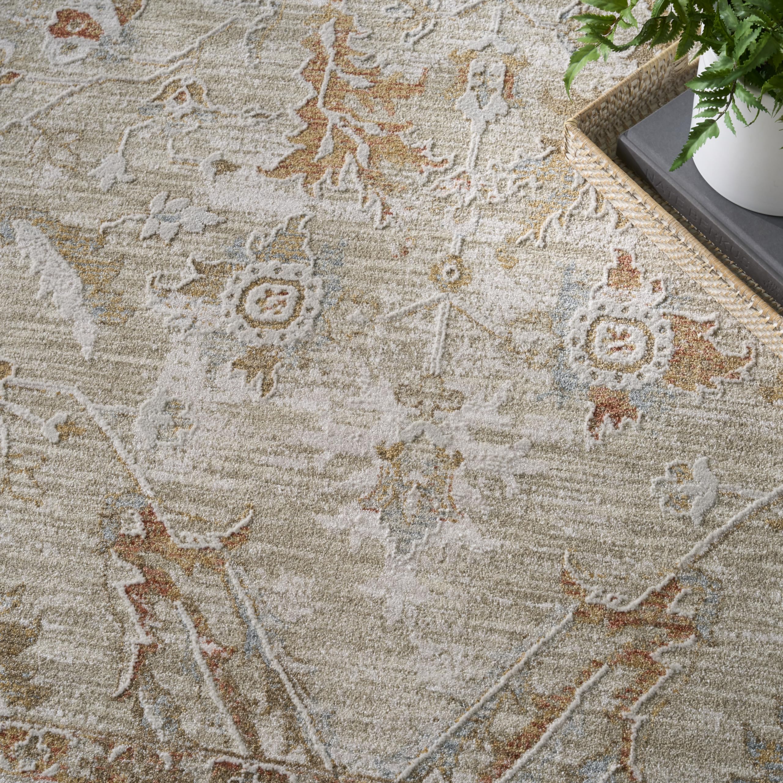 Nourison Asher Sage Ivory 4' x 6' Area Rug - Easy Clean, Non-Shedding, Stain Resistant - Perfect for Bedroom, Living Room, Dining Room & Kitchen Decor | Soft & Durable for High Traffic Areas